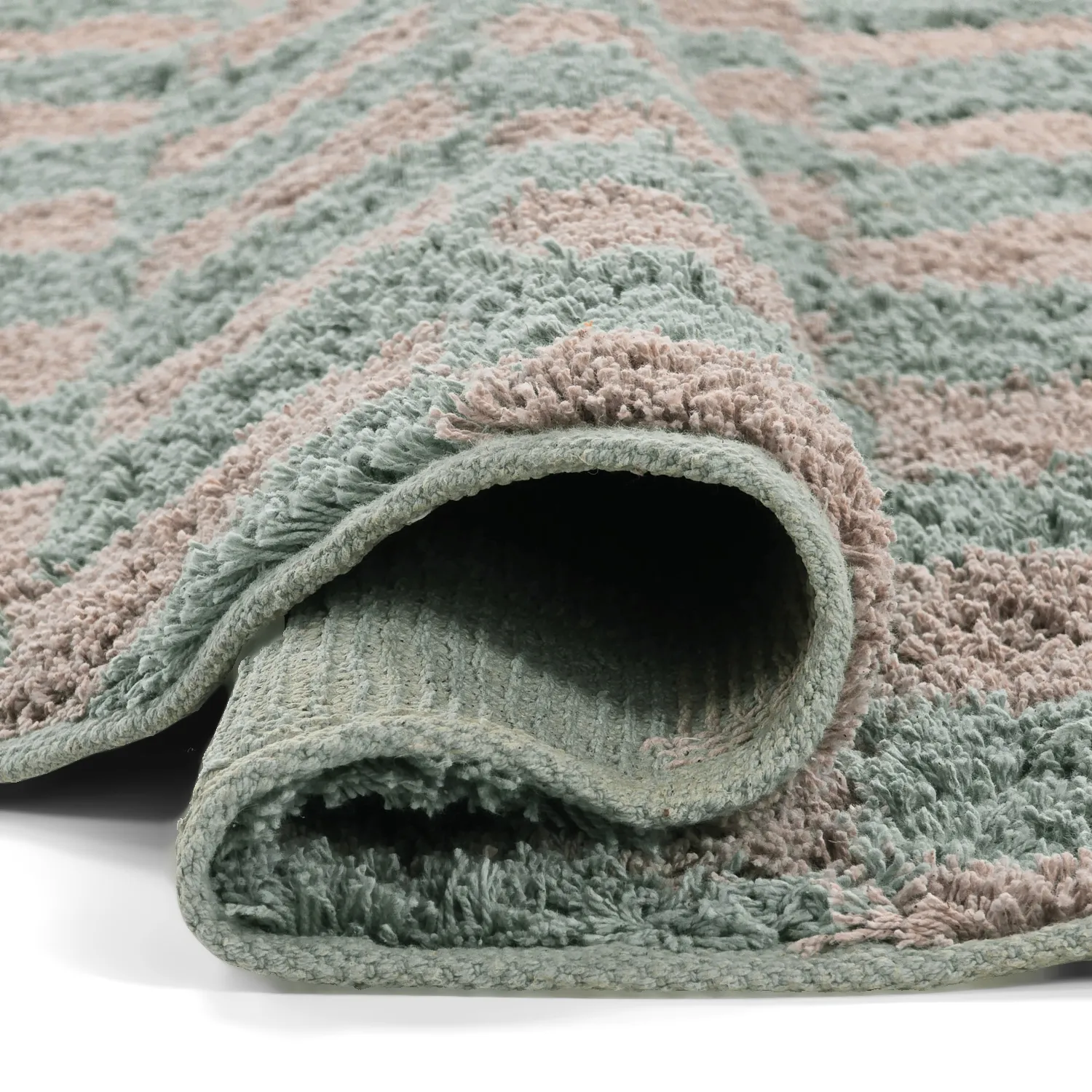 Runde tepper - Elsey Natural Cotton Shaggy (grå/rosa)