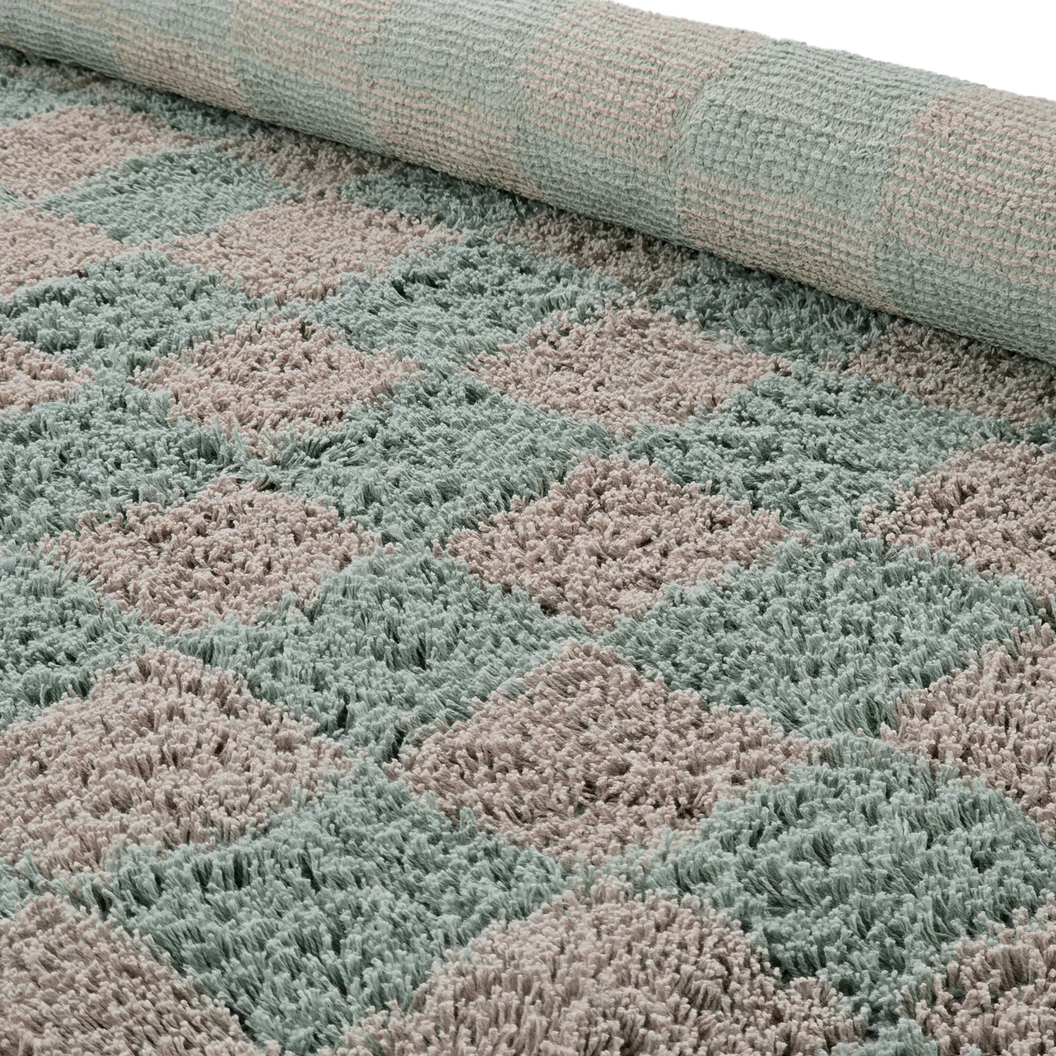 Runde tepper - Elsey Natural Cotton Shaggy (grå/rosa)