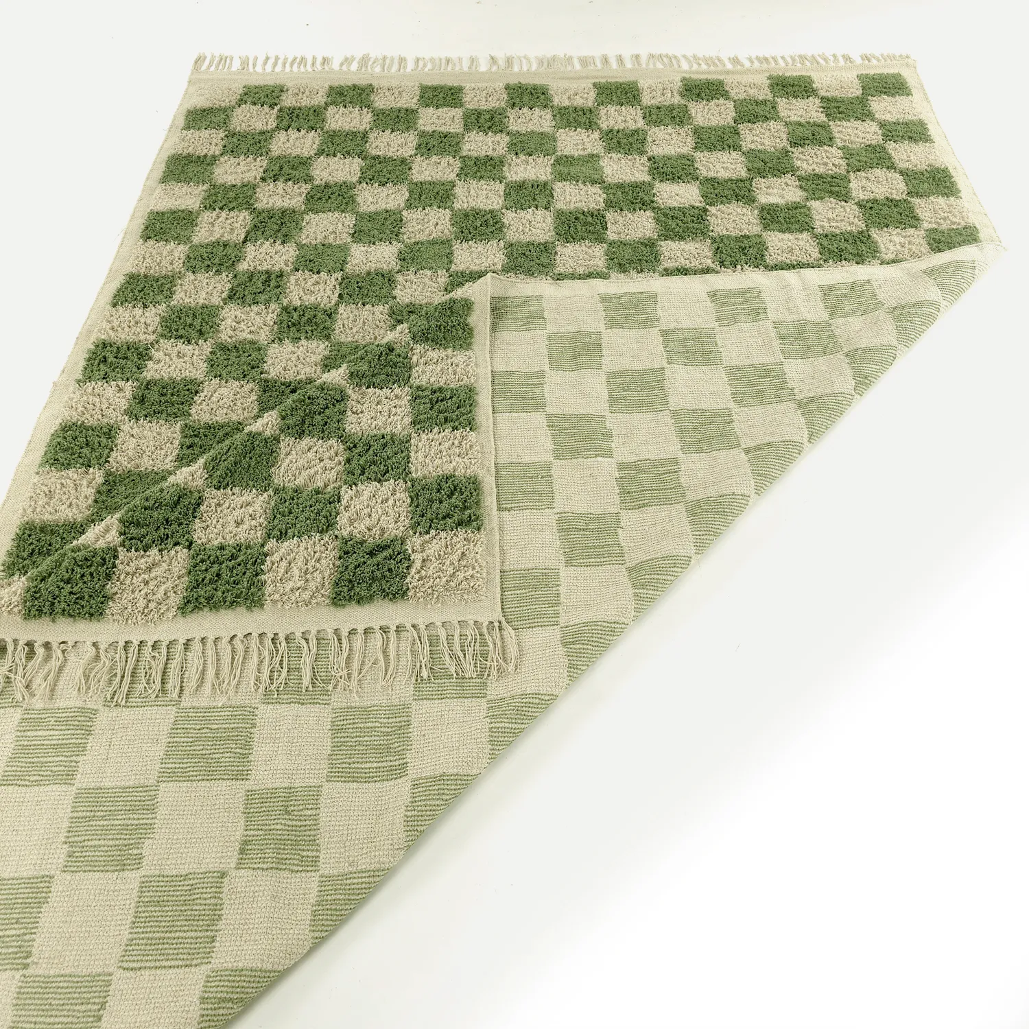 Ryetepper - Elsey Natural Cotton Shaggy (grønn/beige)