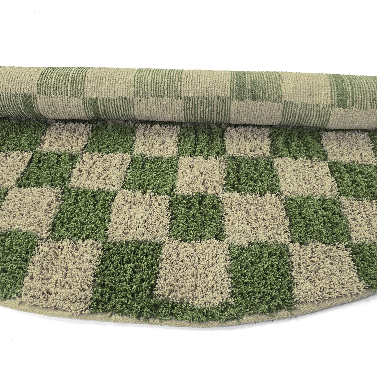 Runde tepper - Elsey Natural Cotton Shaggy (grønn/beige)