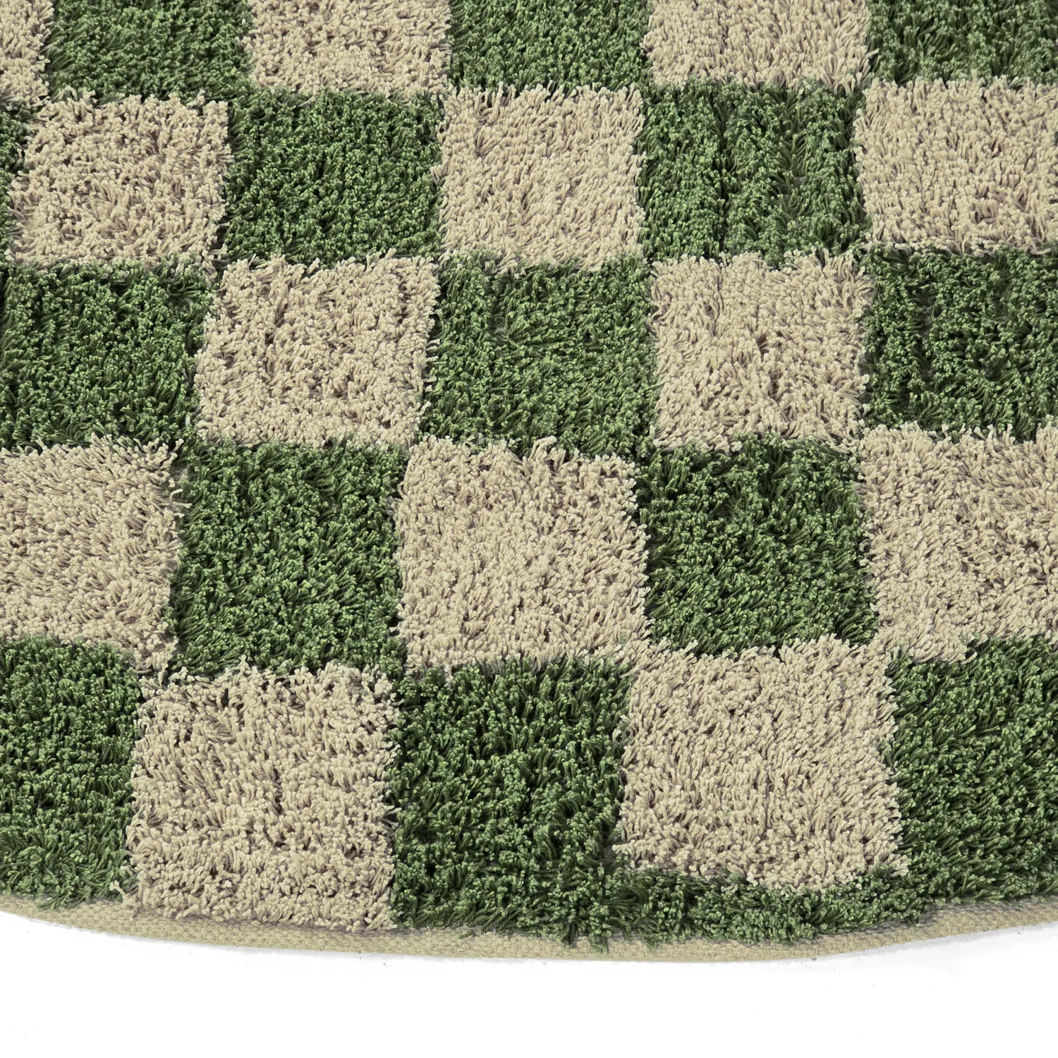 Runde tepper - Elsey Natural Cotton Shaggy (grønn/beige)