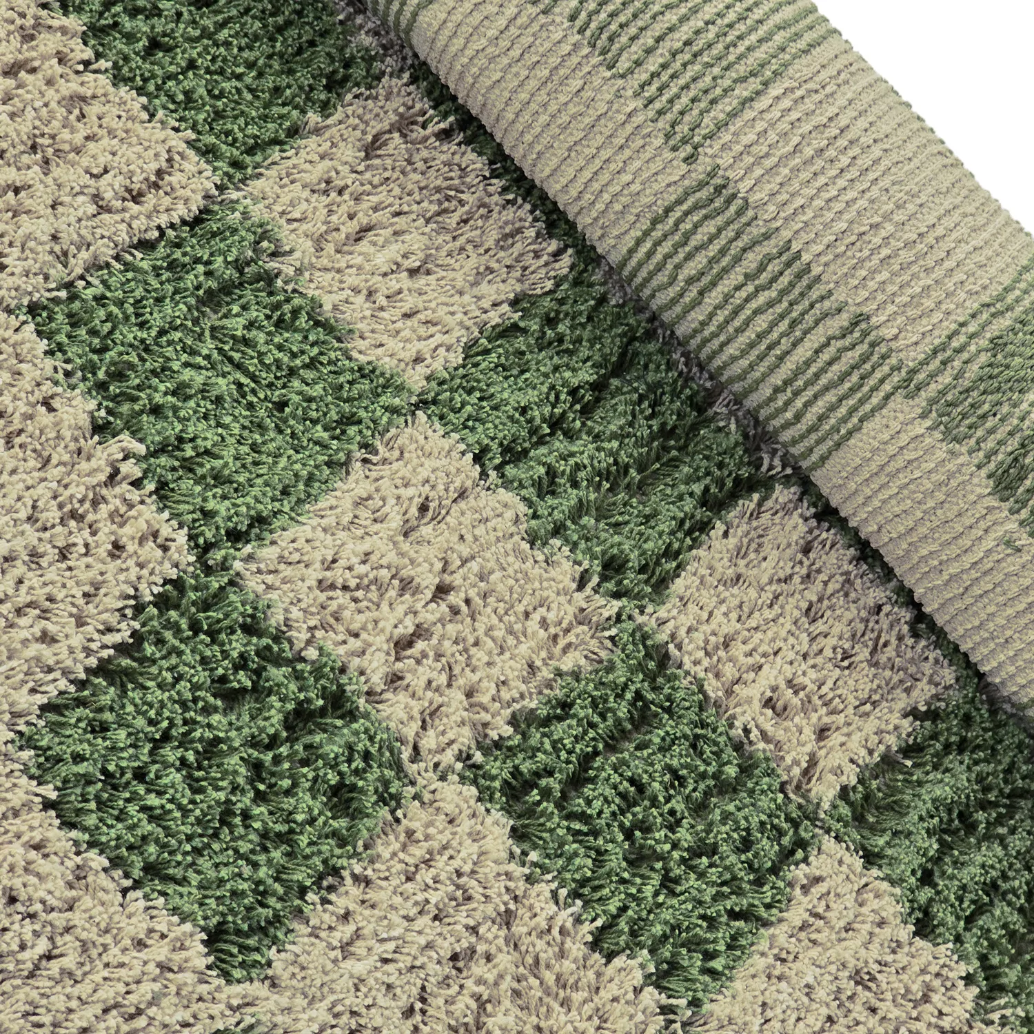 Runde tepper - Elsey Natural Cotton Shaggy (grønn/beige)
