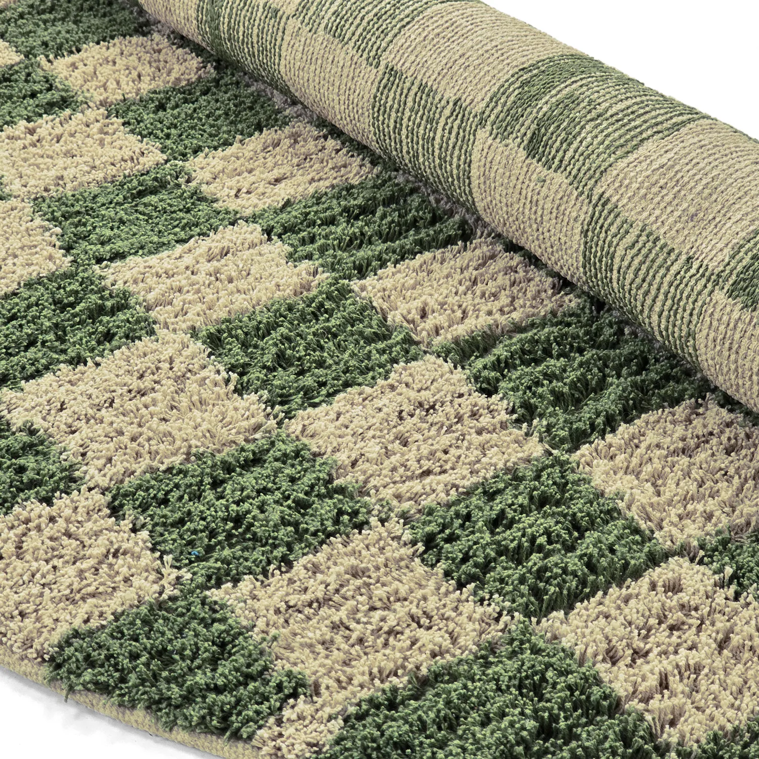 Runde tepper - Elsey Natural Cotton Shaggy (grønn/beige)