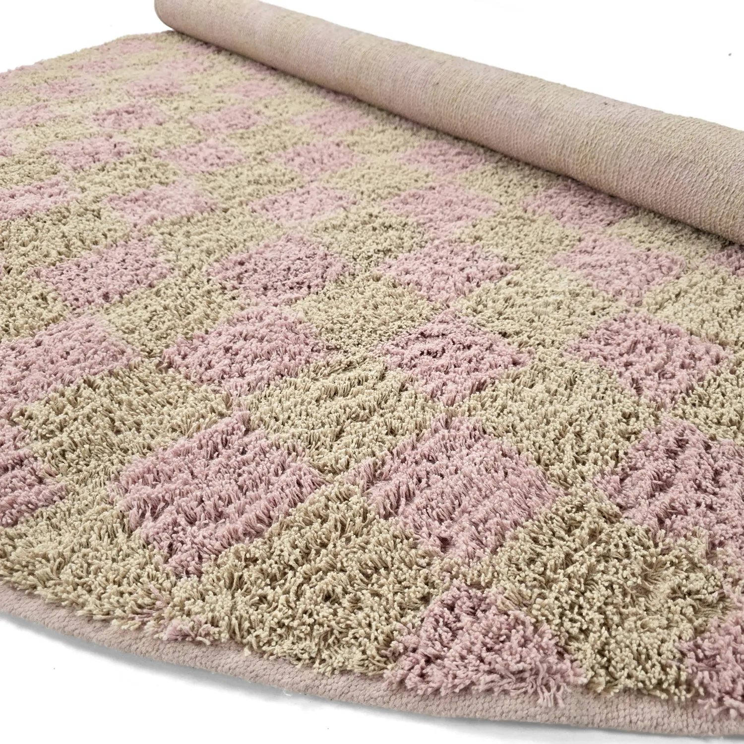 Runde tepper - Elsey Natural Cotton Shaggy (rosa/oransje)