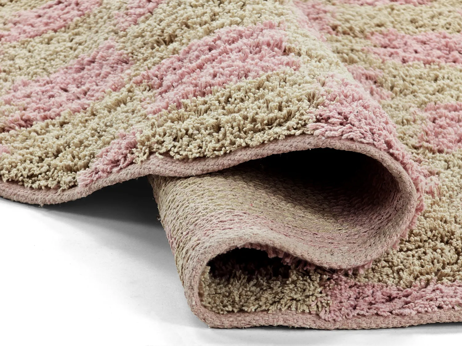 Runde tepper - Elsey Natural Cotton Shaggy (rosa/oransje)