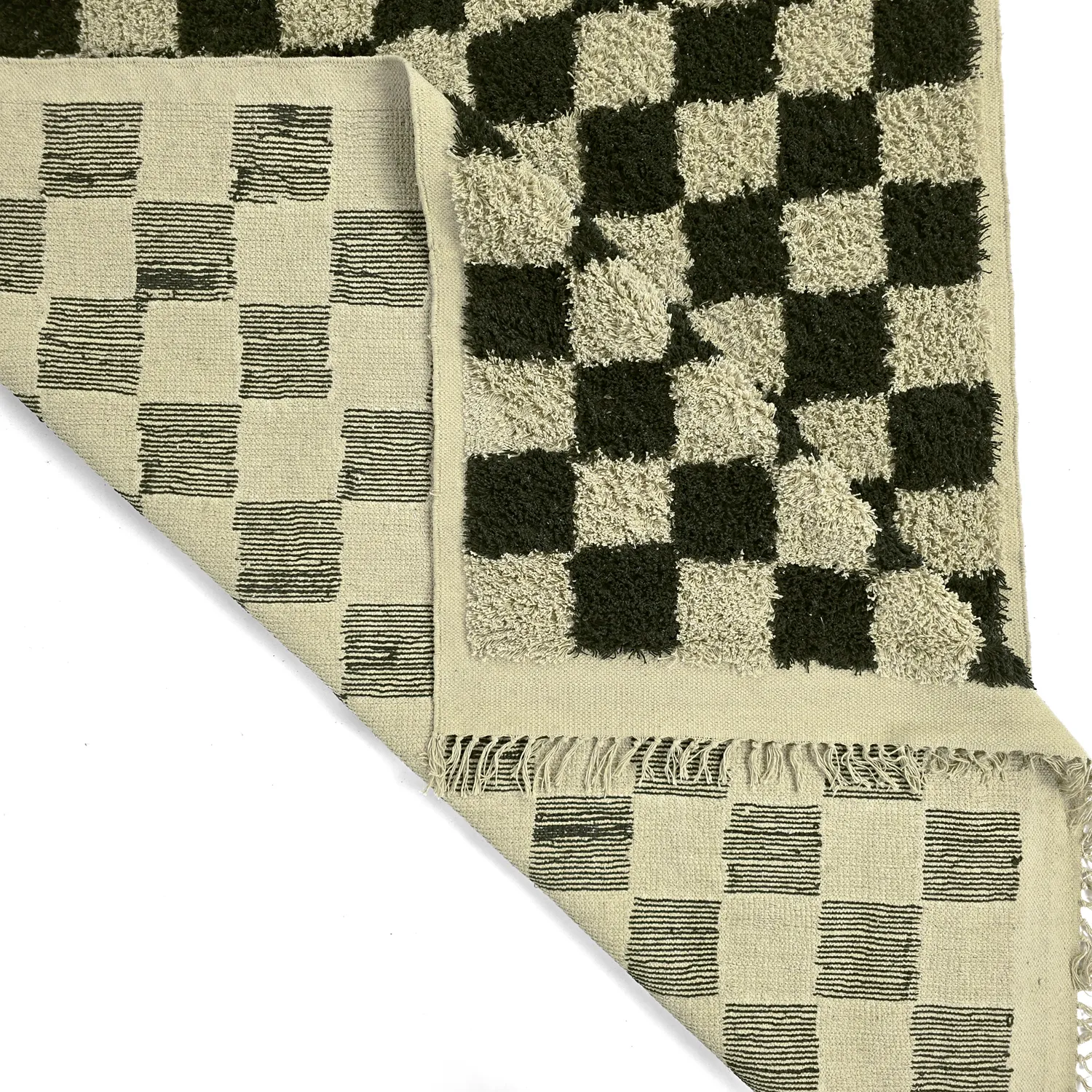 Ryetepper - Elsey Natural Cotton Shaggy (svart/beige)