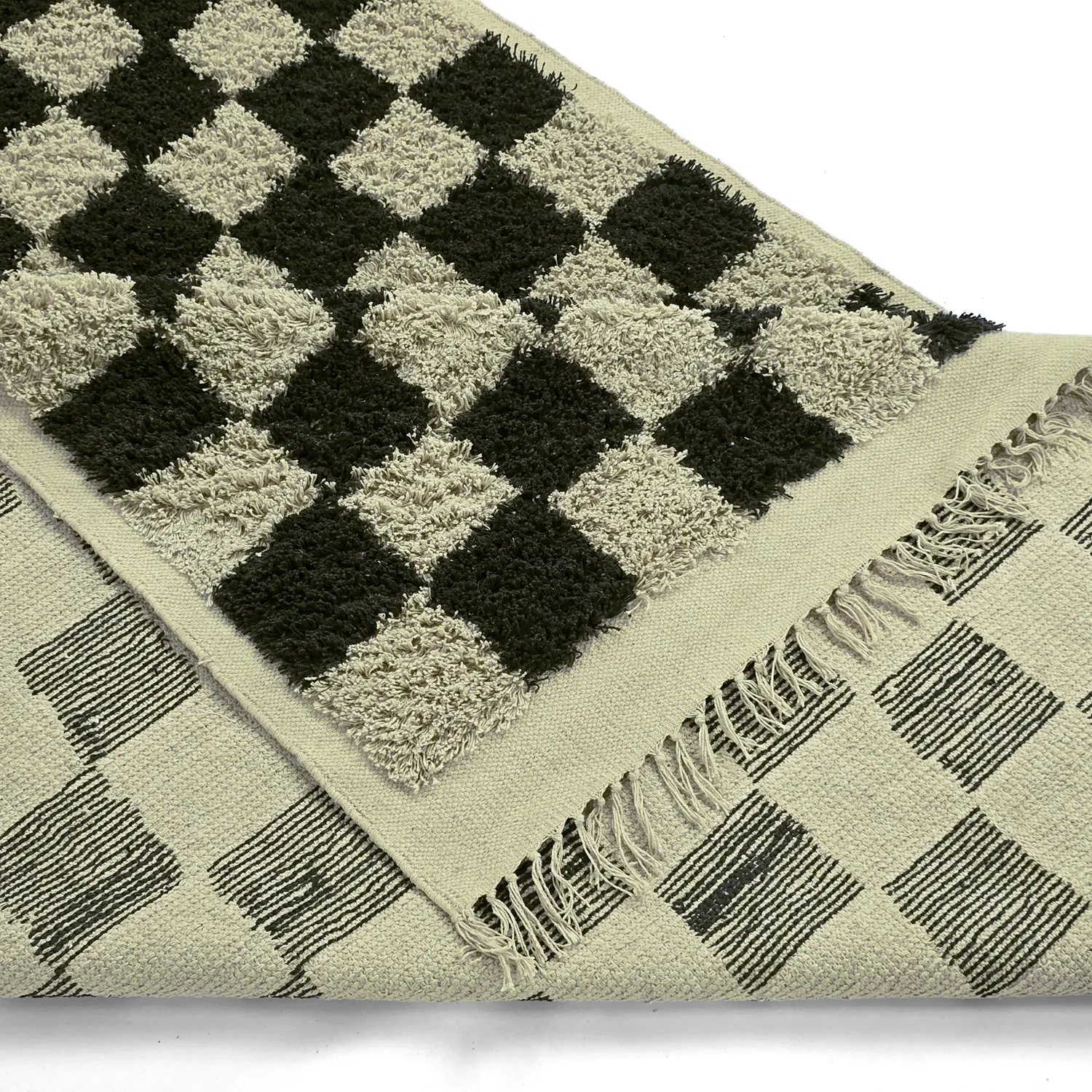 Ryetepper - Elsey Natural Cotton Shaggy (svart/beige)