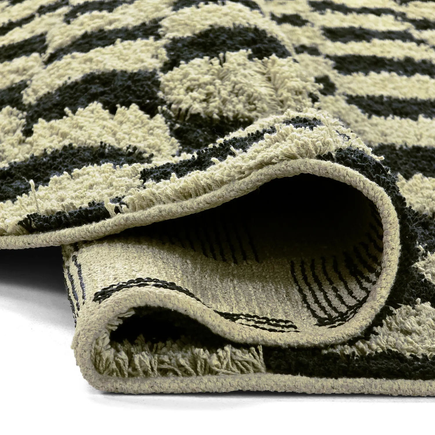 Runde tepper - Elsey Natural Cotton Shaggy (svart/beige)