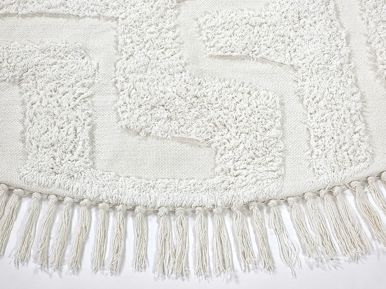 Runde tepper - Fallon Natural Cotton Shaggy (offwhite)