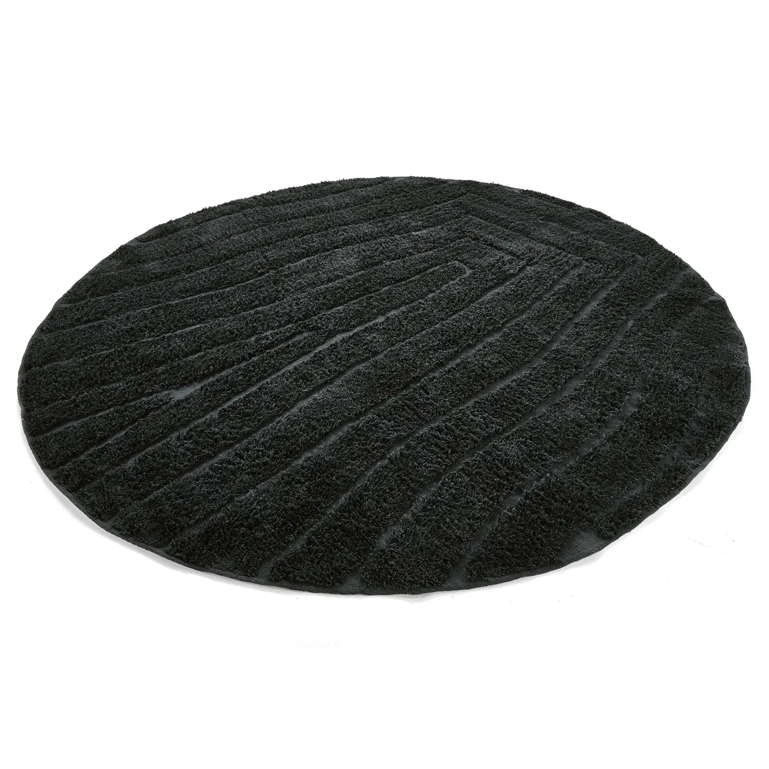 Runde tepper - Farley Natural Cotton Shaggy (svart)