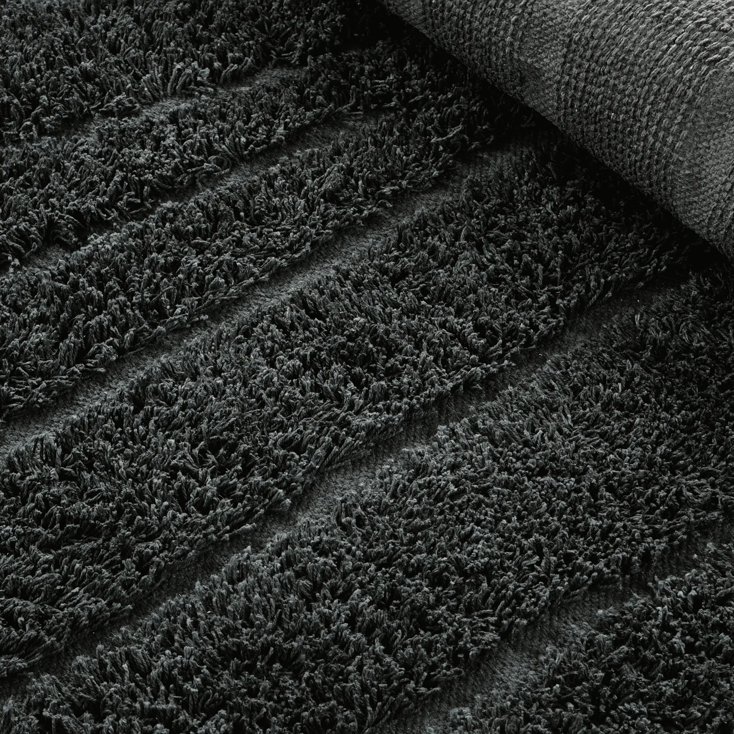 Runde tepper - Farley Natural Cotton Shaggy (svart)