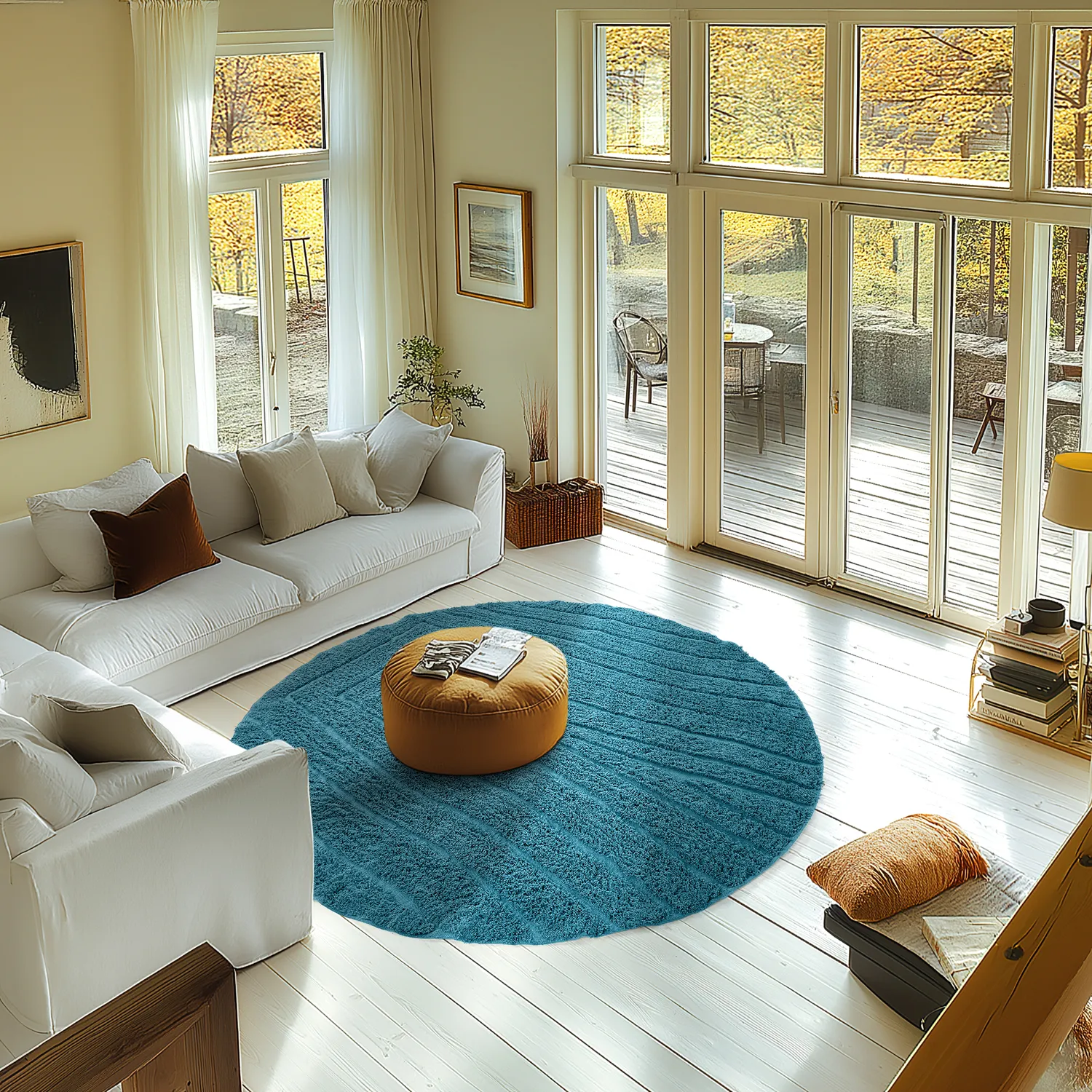 Runde tepper - Farley Natural Cotton Shaggy (turkis)
