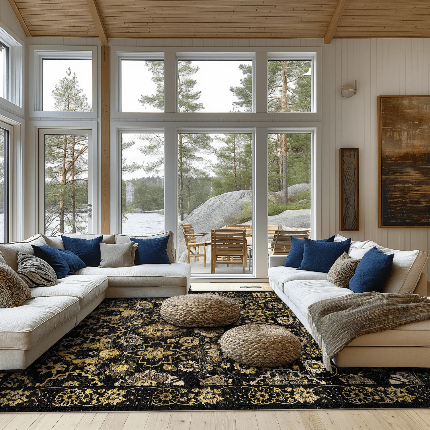 Wilton-teppe - Fernana (svart/gull)