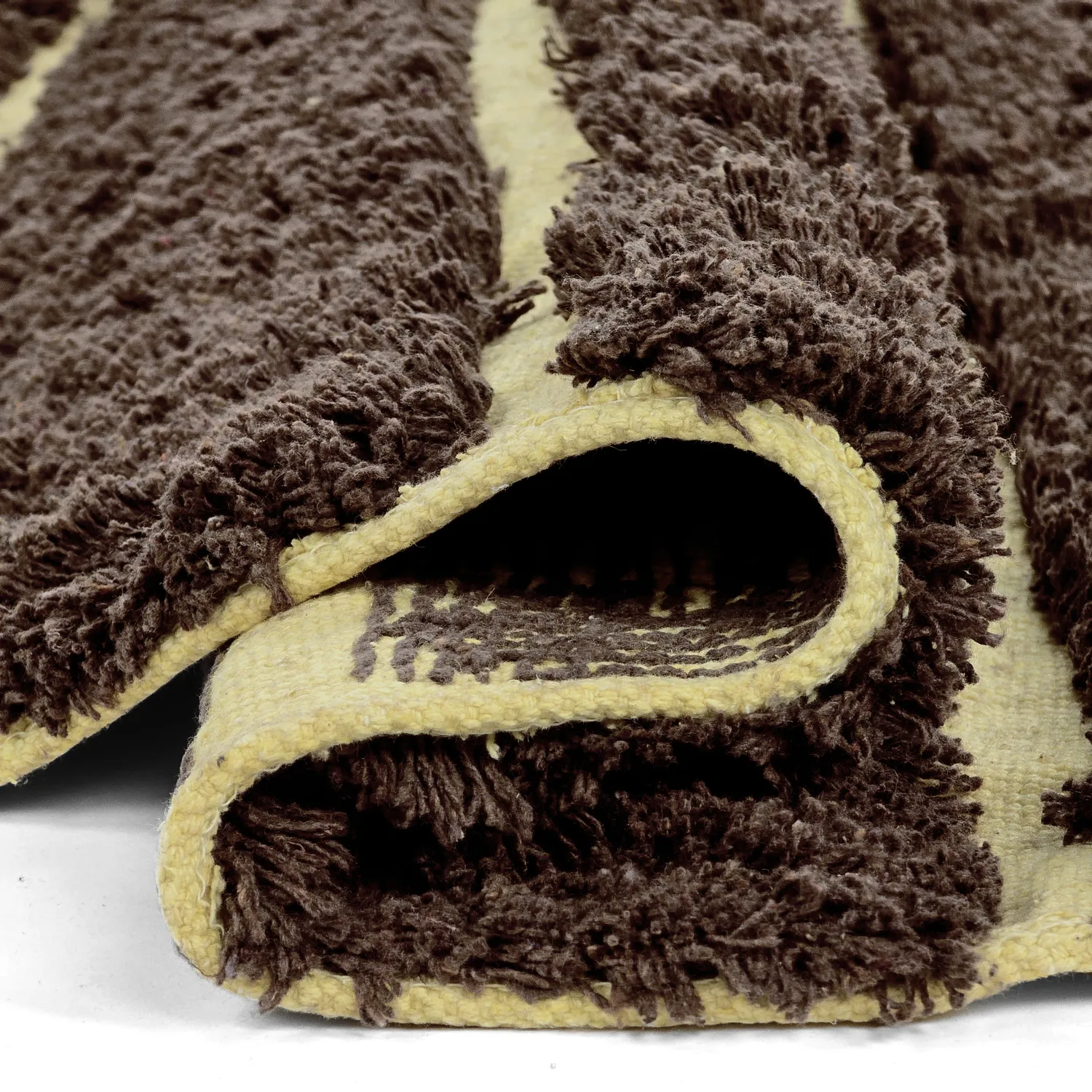 Rundt teppe - Ikara Natural Cotton Shaggy (brun)