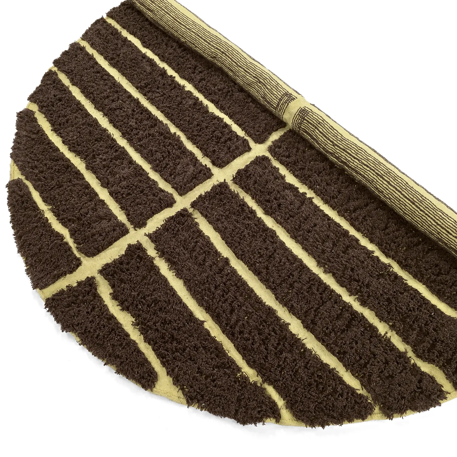 Rundt teppe - Ikara Natural Cotton Shaggy (brun)