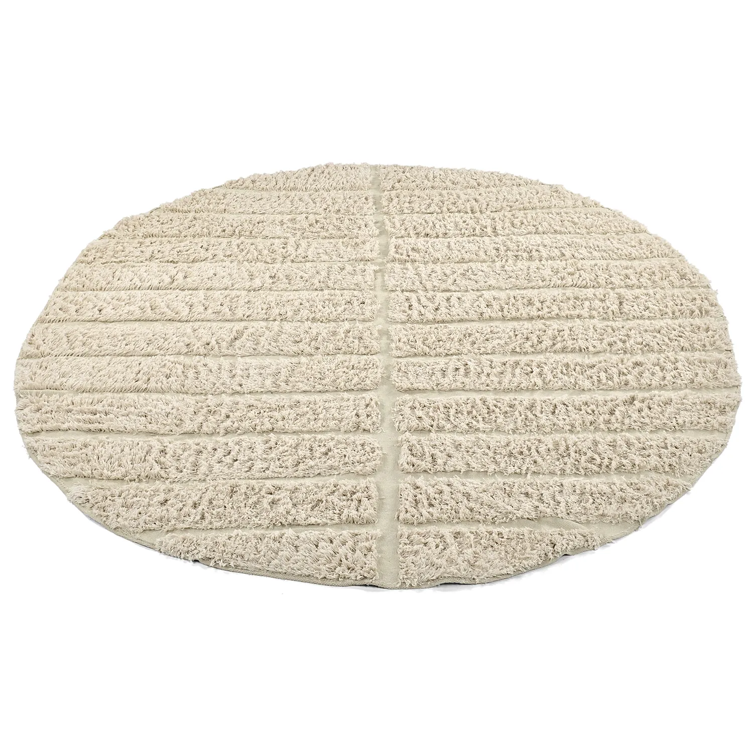 Rundt teppe - Ikara Natural Cotton Shaggy (krem)