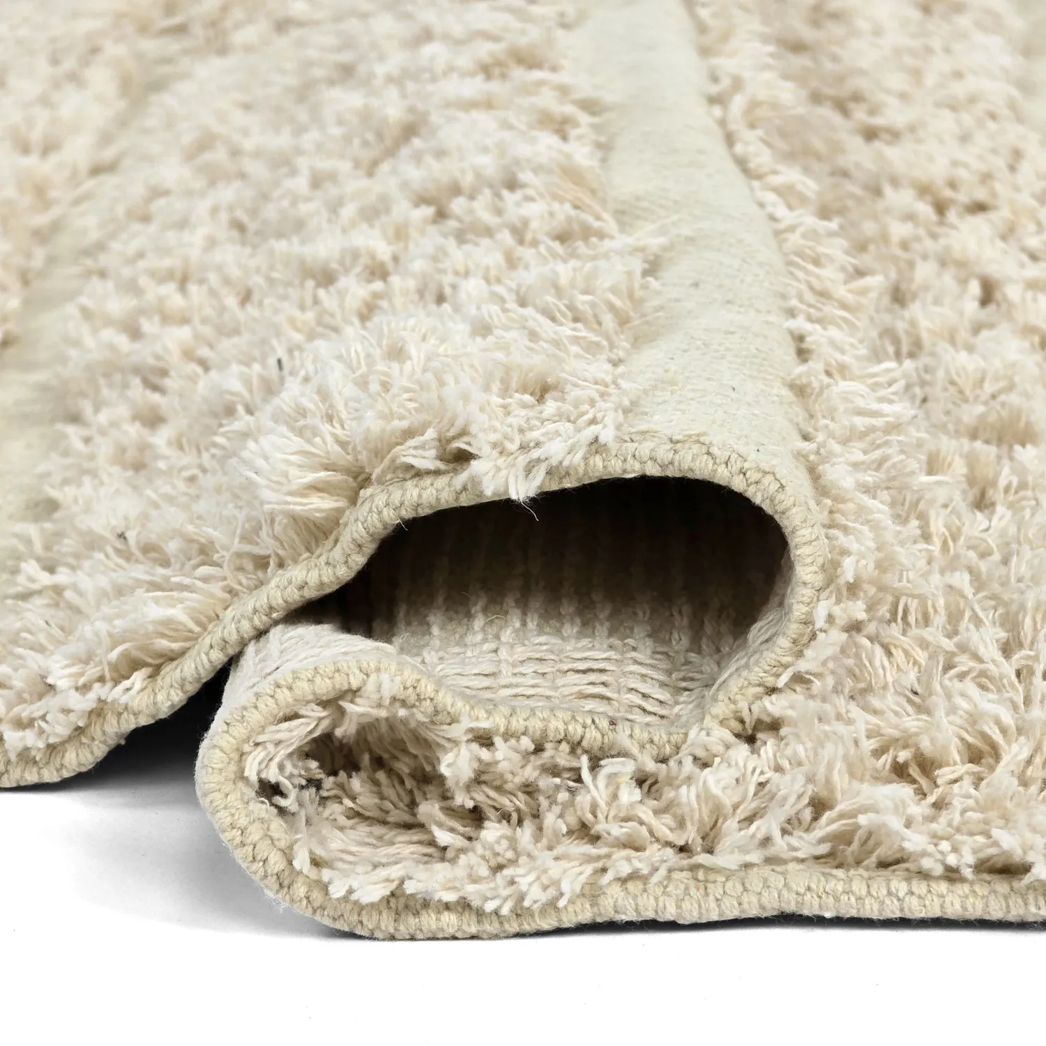 Rundt teppe - Ikara Natural Cotton Shaggy (krem)