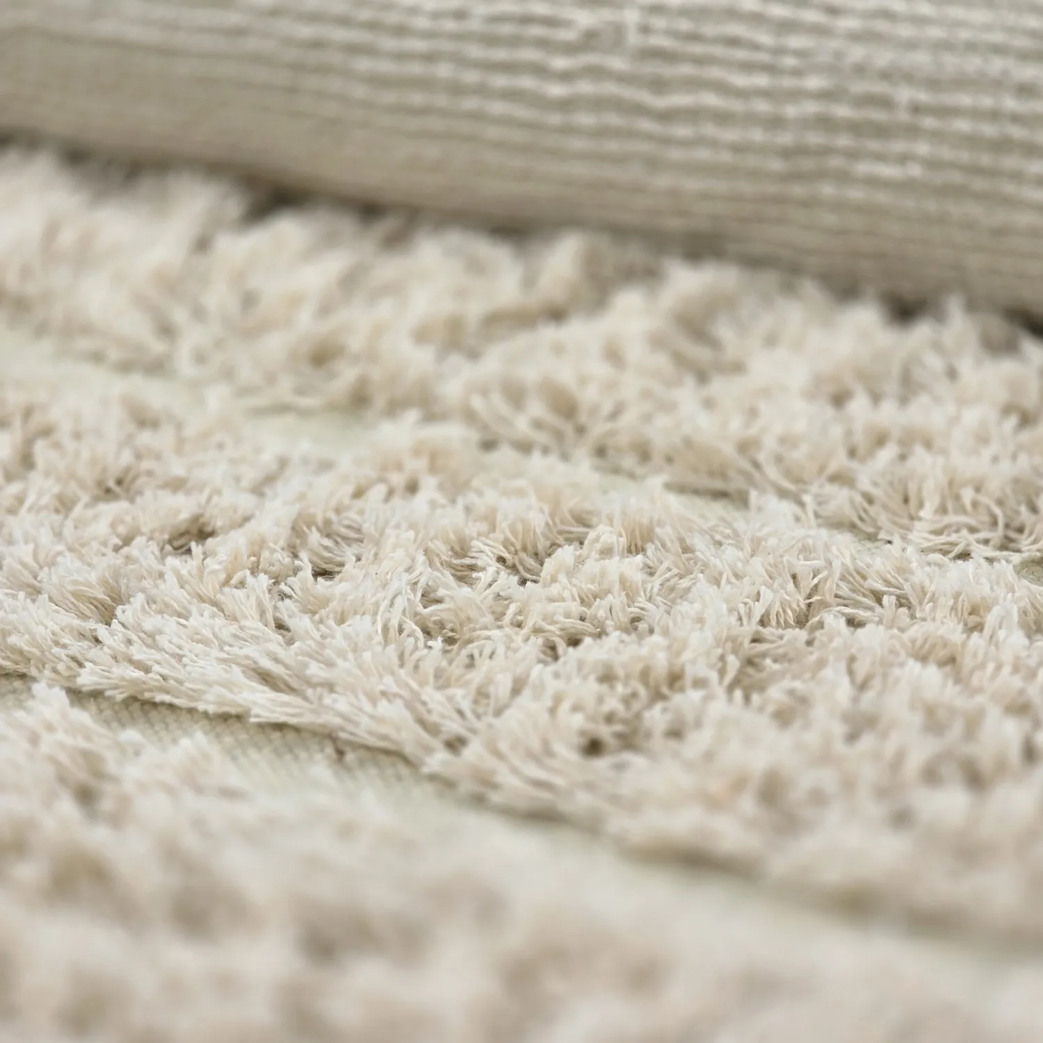 Rundt teppe - Ikara Natural Cotton Shaggy (krem)