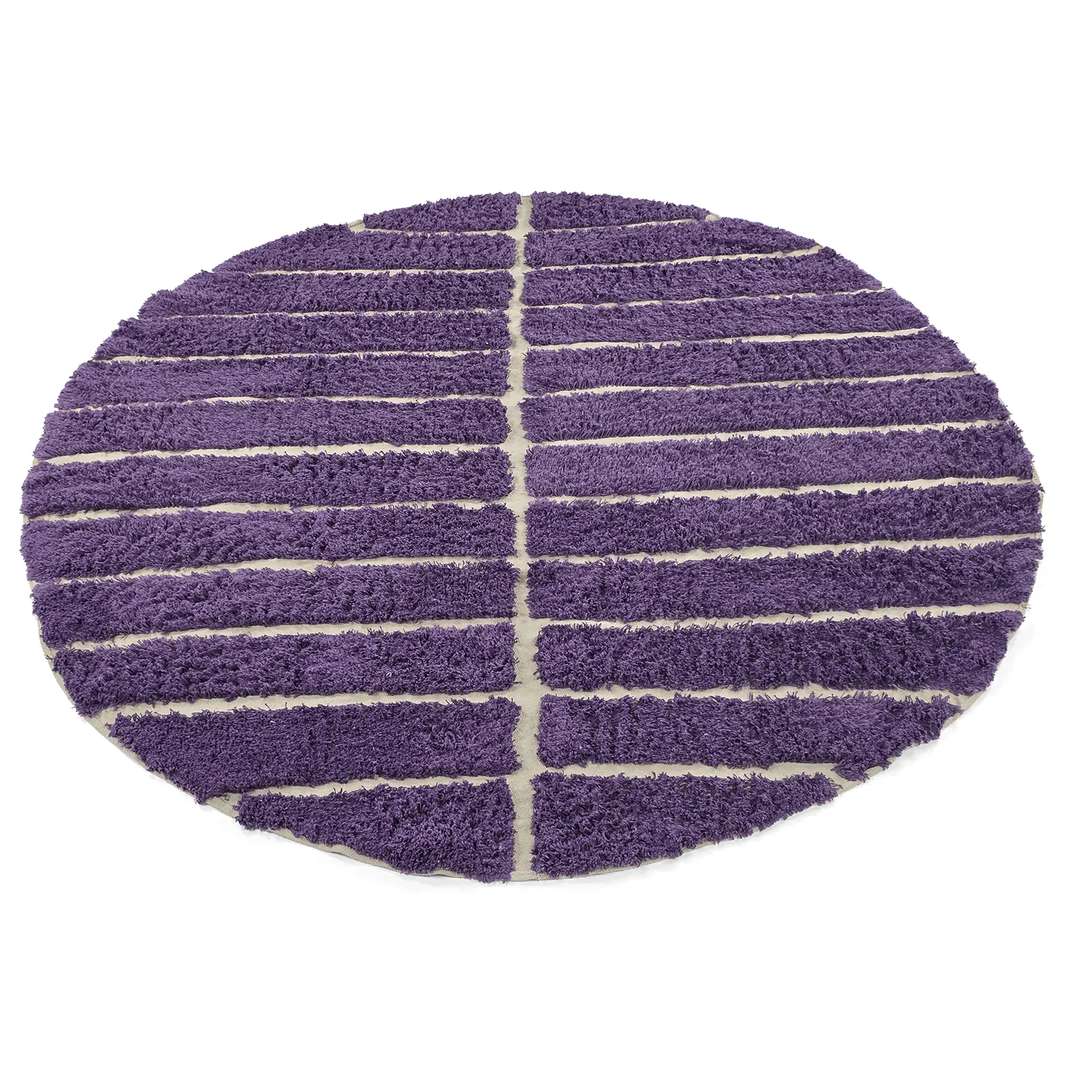 Rundt teppe - Ikara Natural Cotton Shaggy (lilla)