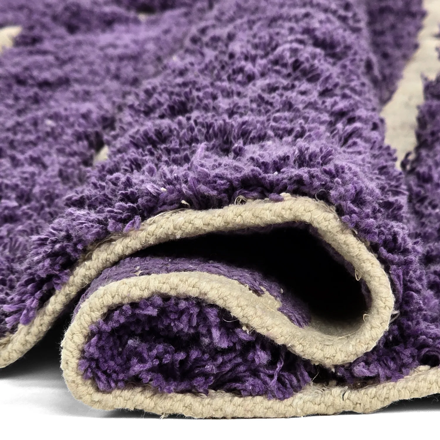Rundt teppe - Ikara Natural Cotton Shaggy (lilla)