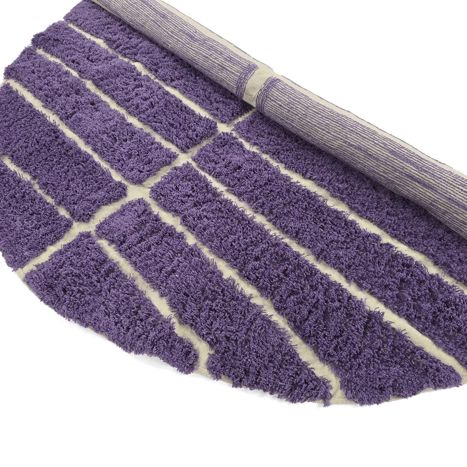 Rundt teppe - Ikara Natural Cotton Shaggy (lilla)
