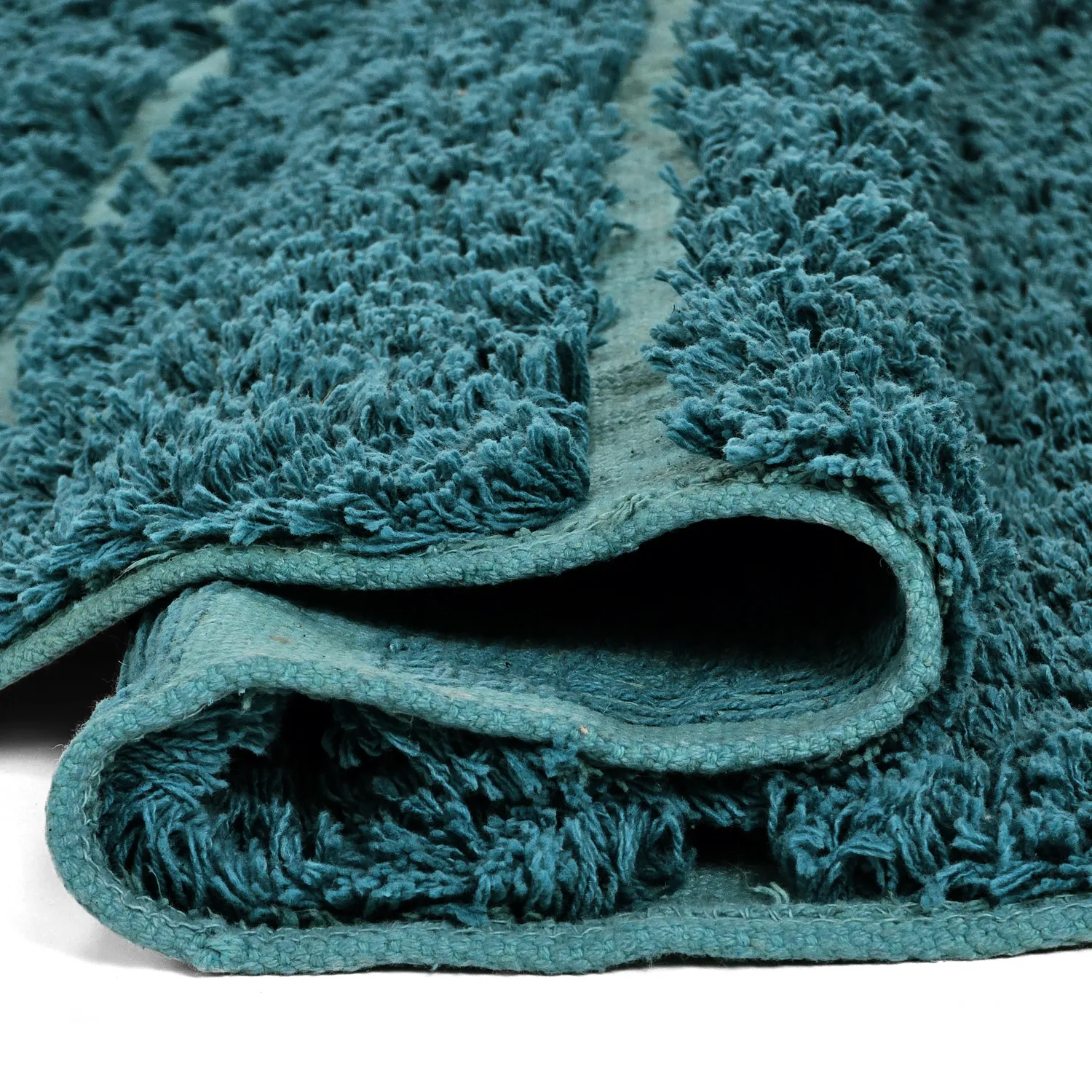 Rundt teppe - Ikara Natural Cotton Shaggy (turkis)