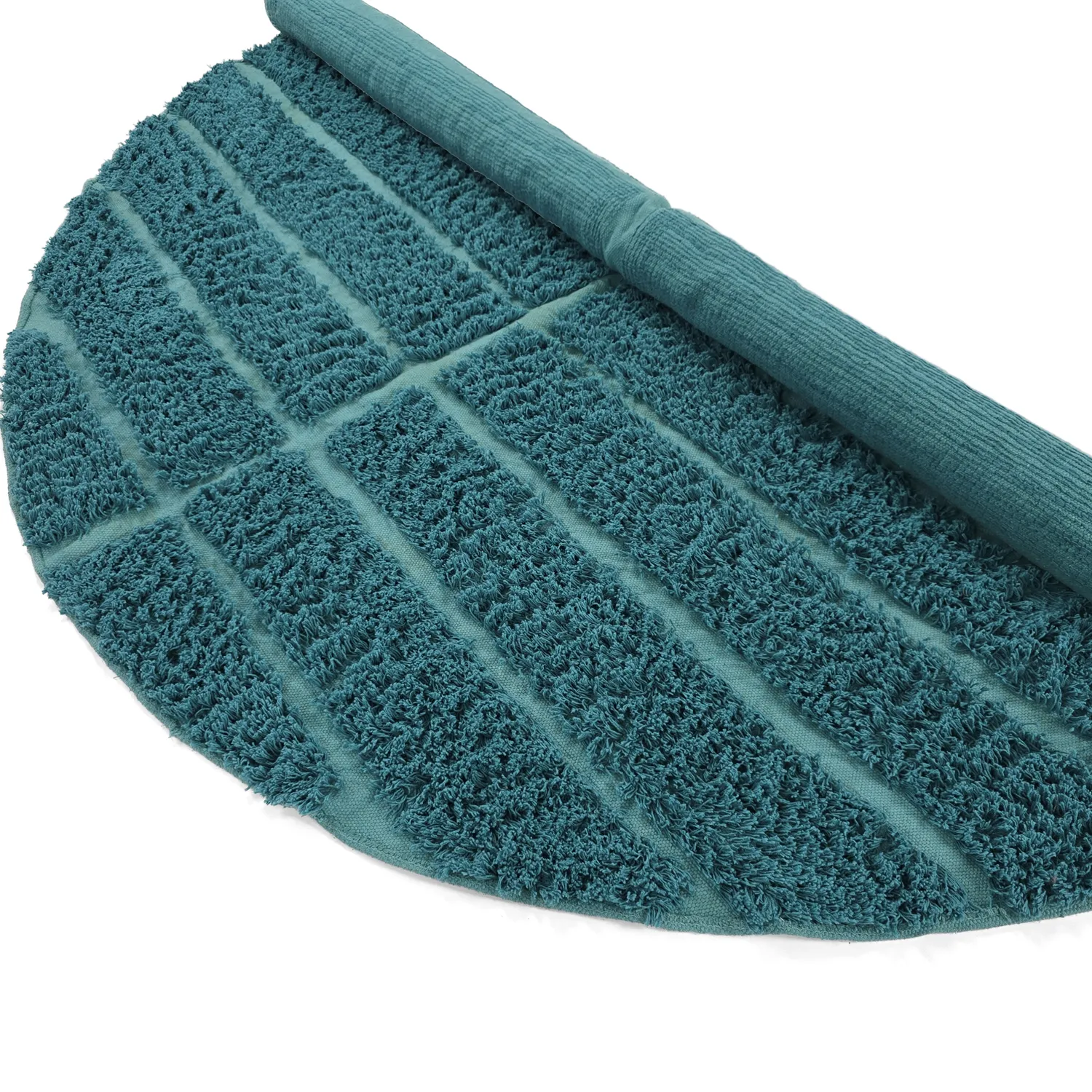 Rundt teppe - Ikara Natural Cotton Shaggy (turkis)