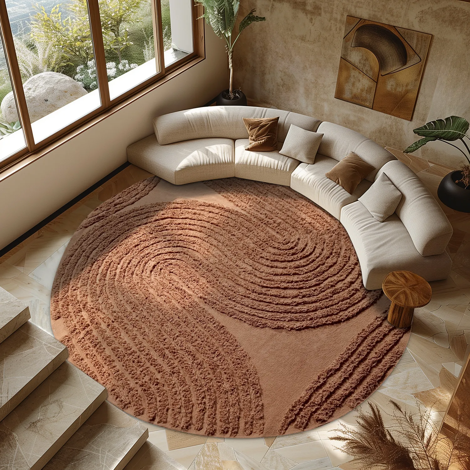 Runde tepper - Jovie Natural Cotton Shaggy (terrakotta)