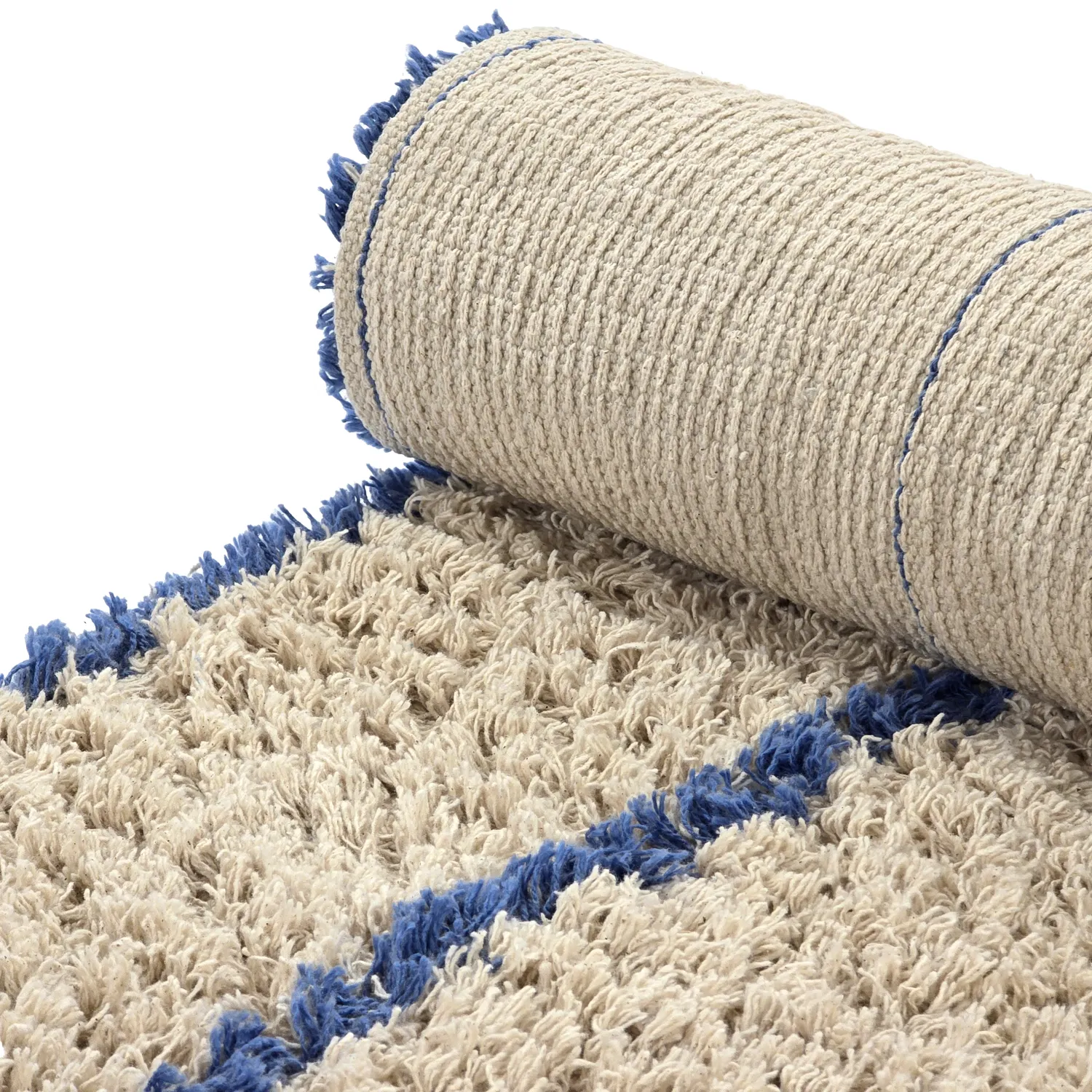 Ryetepper - Kairi Natural Cotton Shaggy (beige/blå)