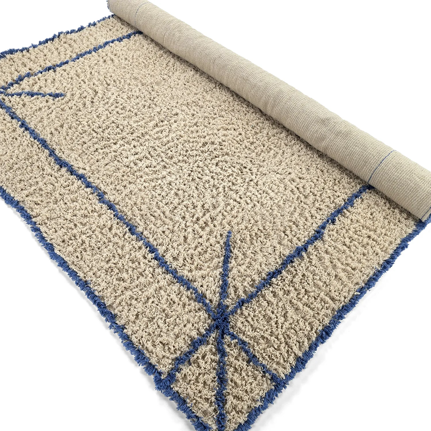 Ryetepper - Kairi Natural Cotton Shaggy (beige/blå)