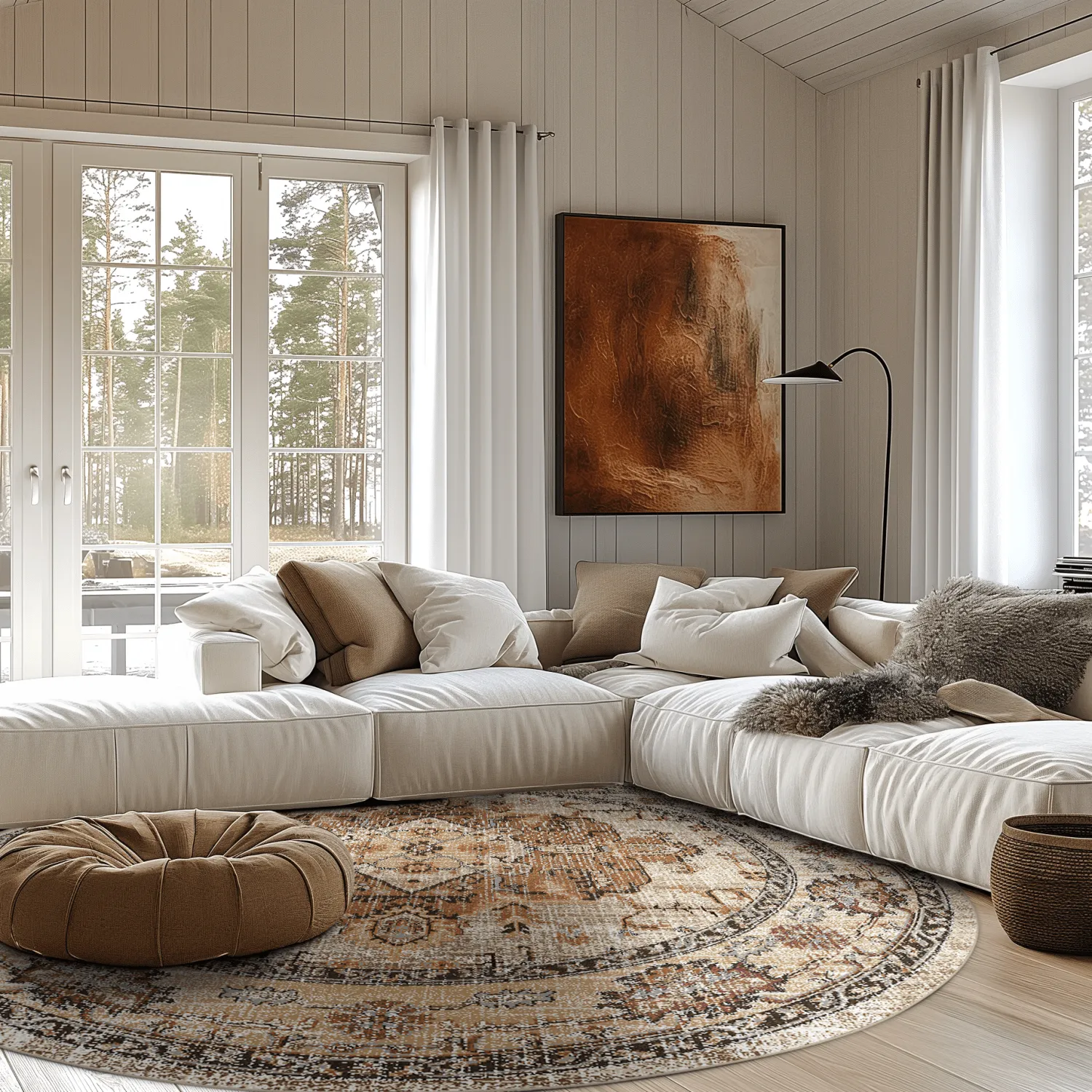 Rundt teppe - Siliana (beige)