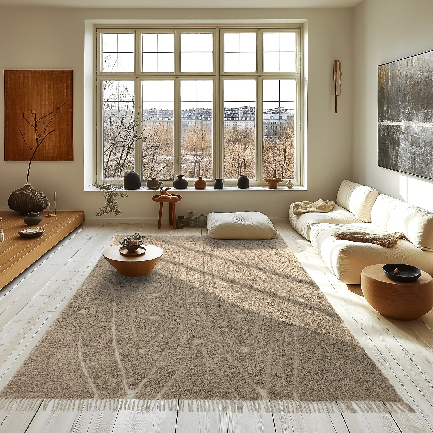 Ryetepper - Kindon Natural Cotton Shaggy (beige/hvit)
