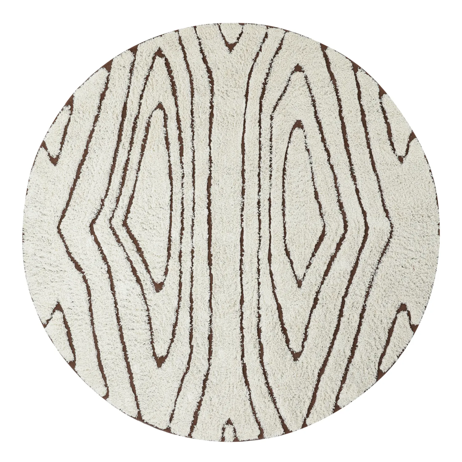 Runde tepper - Kindon Natural Cotton Shaggy (off white/brun)