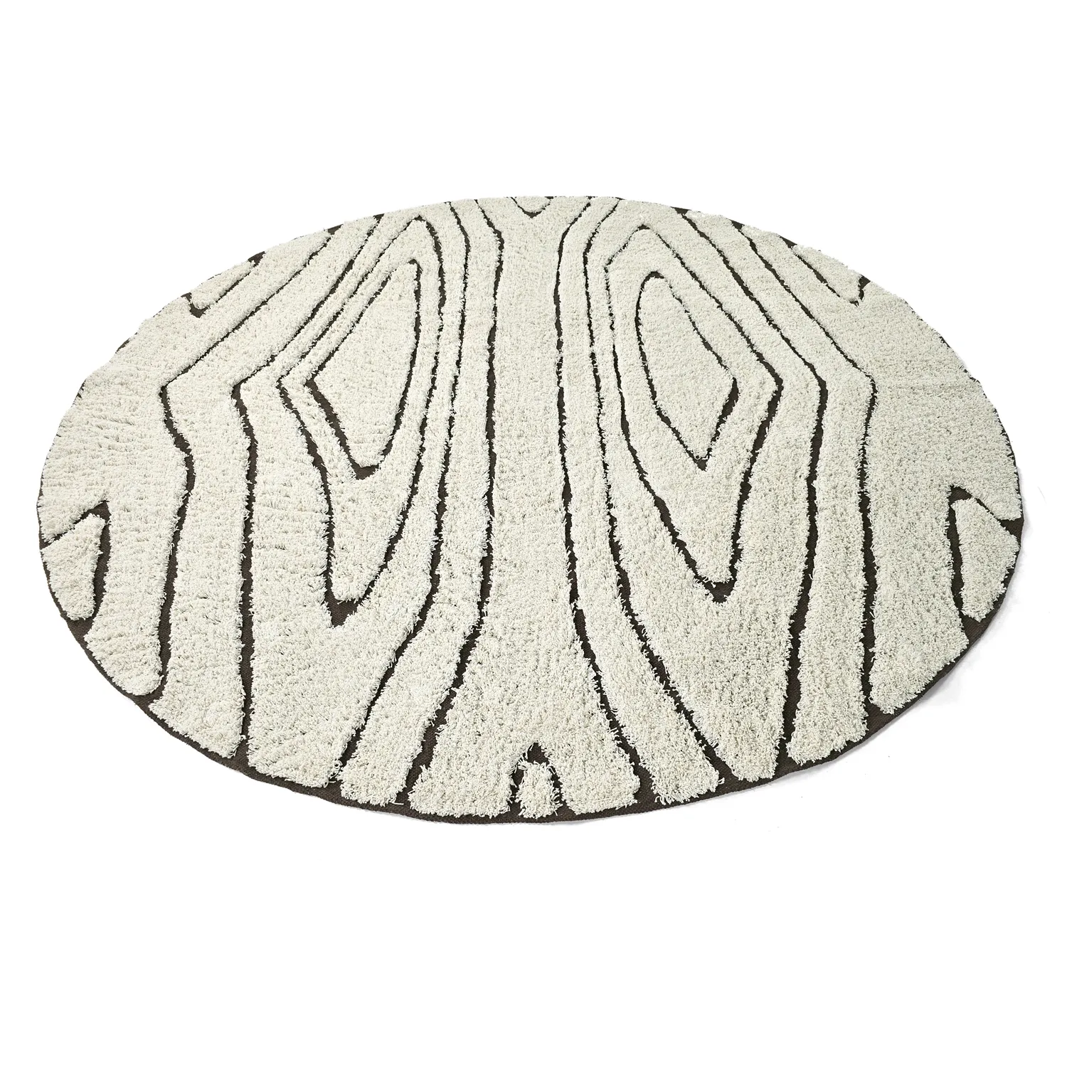 Runde tepper - Kindon Natural Cotton Shaggy (off white/brun)