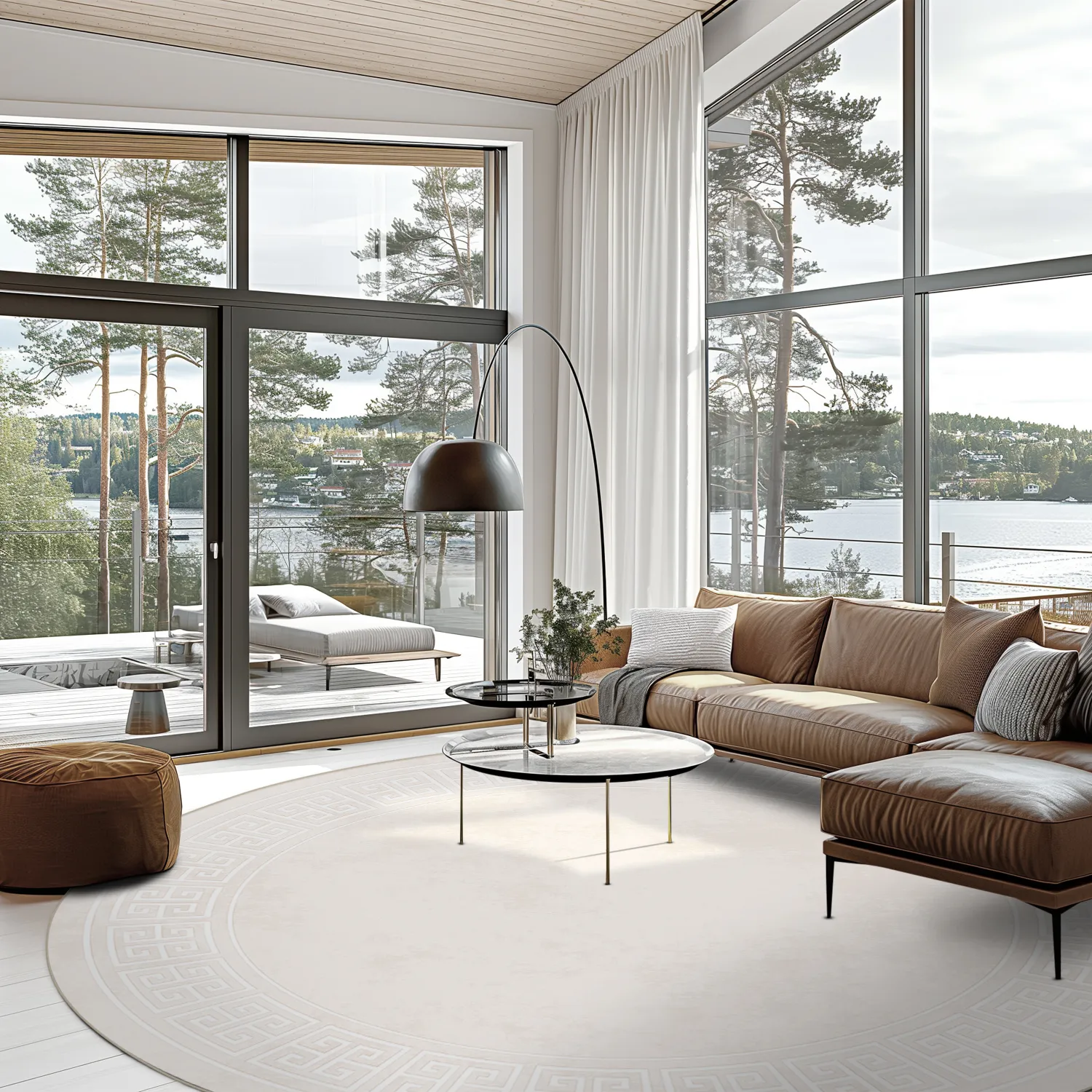 Rundt teppe - Kuba (beige)