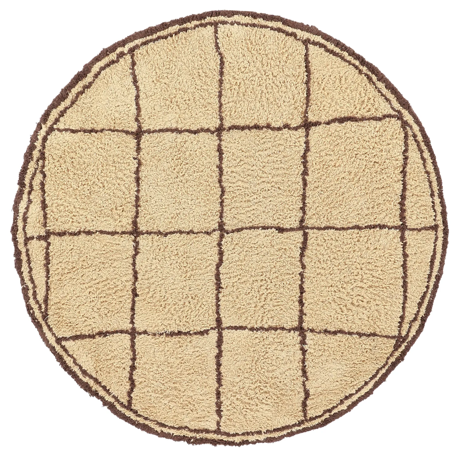 Rundt teppe - Lana Natural Cotton Shaggy (beige/brun)