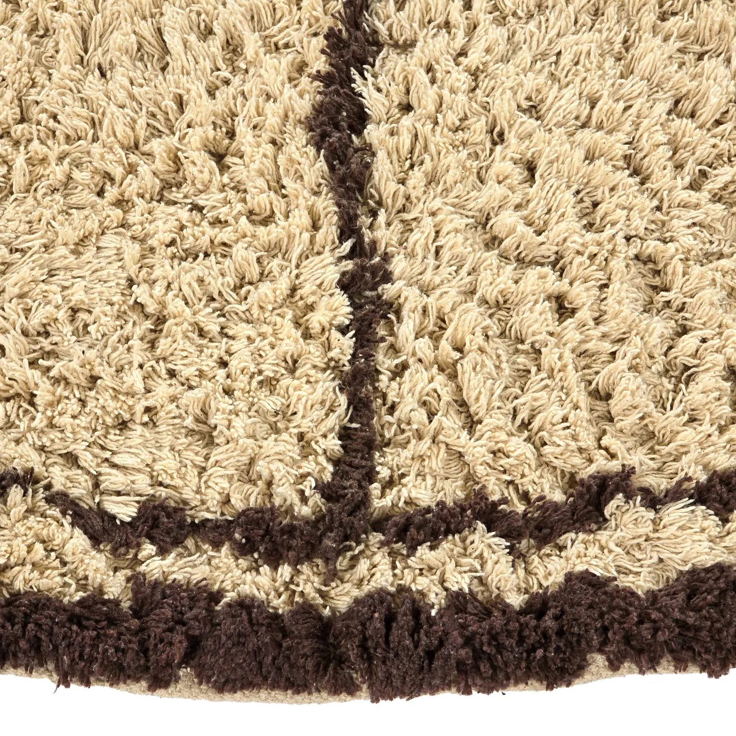 Rundt teppe - Lana Natural Cotton Shaggy (beige/brun)