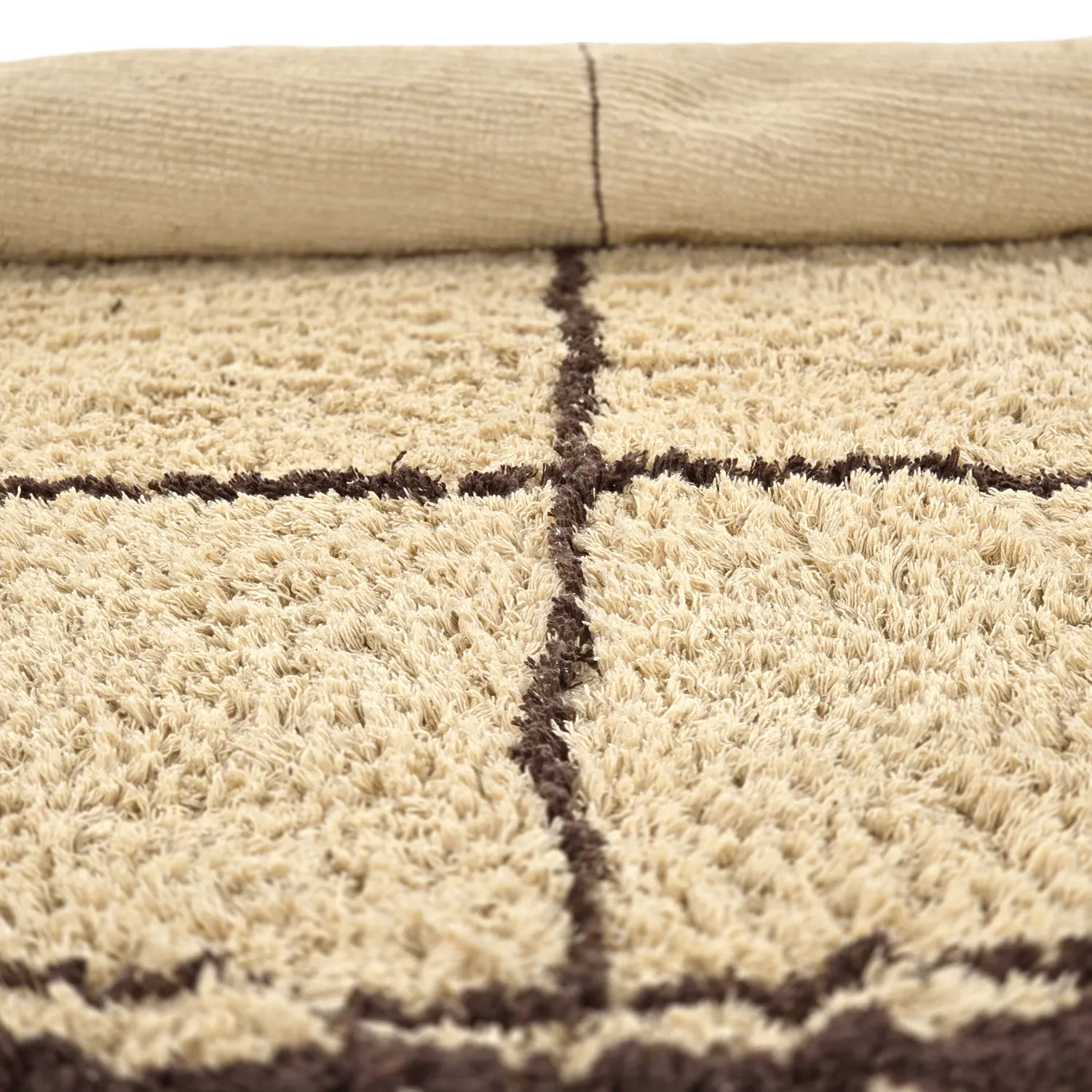 Rundt teppe - Lana Natural Cotton Shaggy (beige/brun)