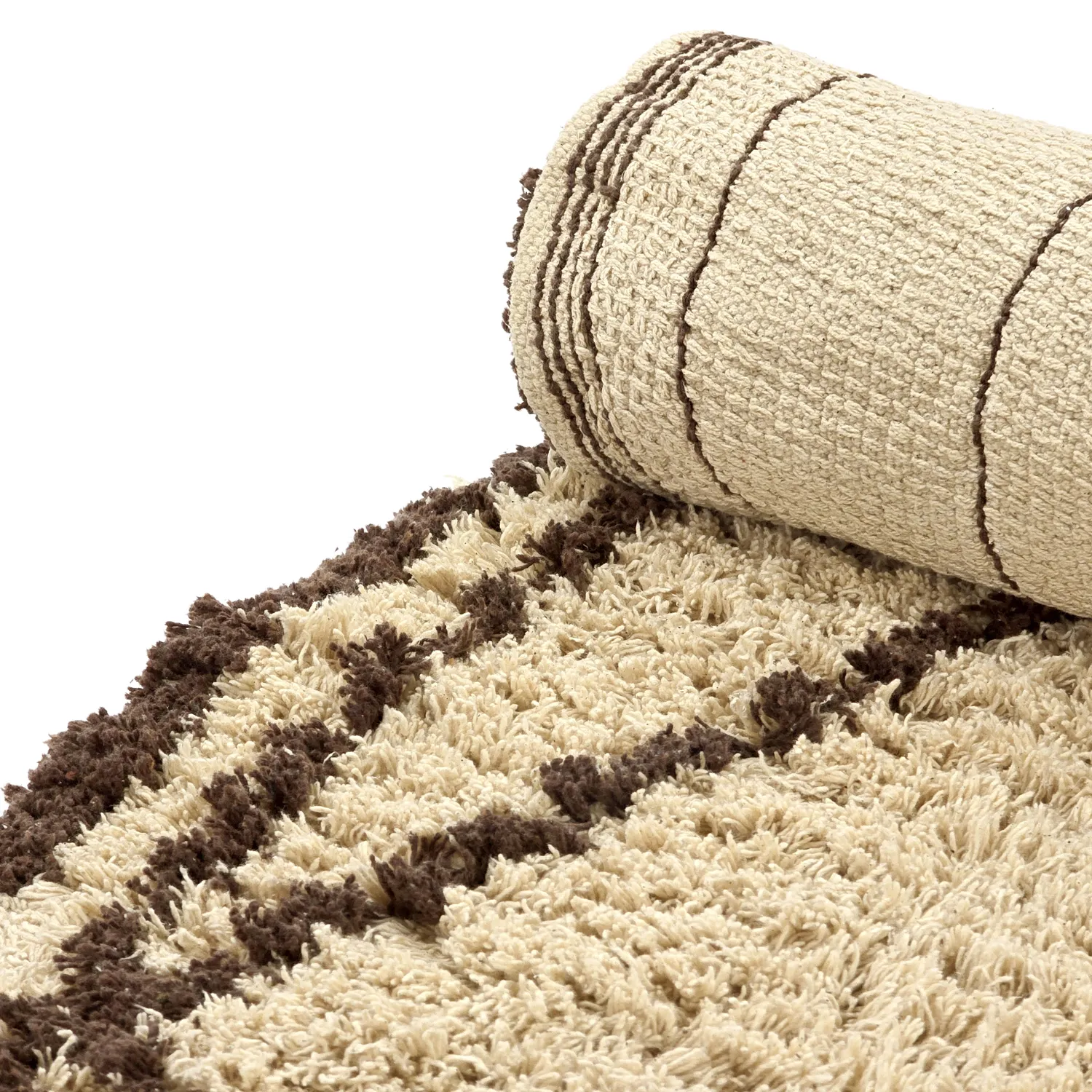 Rundt teppe - Lana Natural Cotton Shaggy (beige/brun)