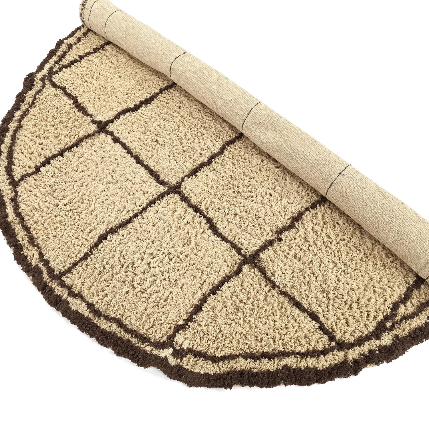 Rundt teppe - Lana Natural Cotton Shaggy (beige/brun)