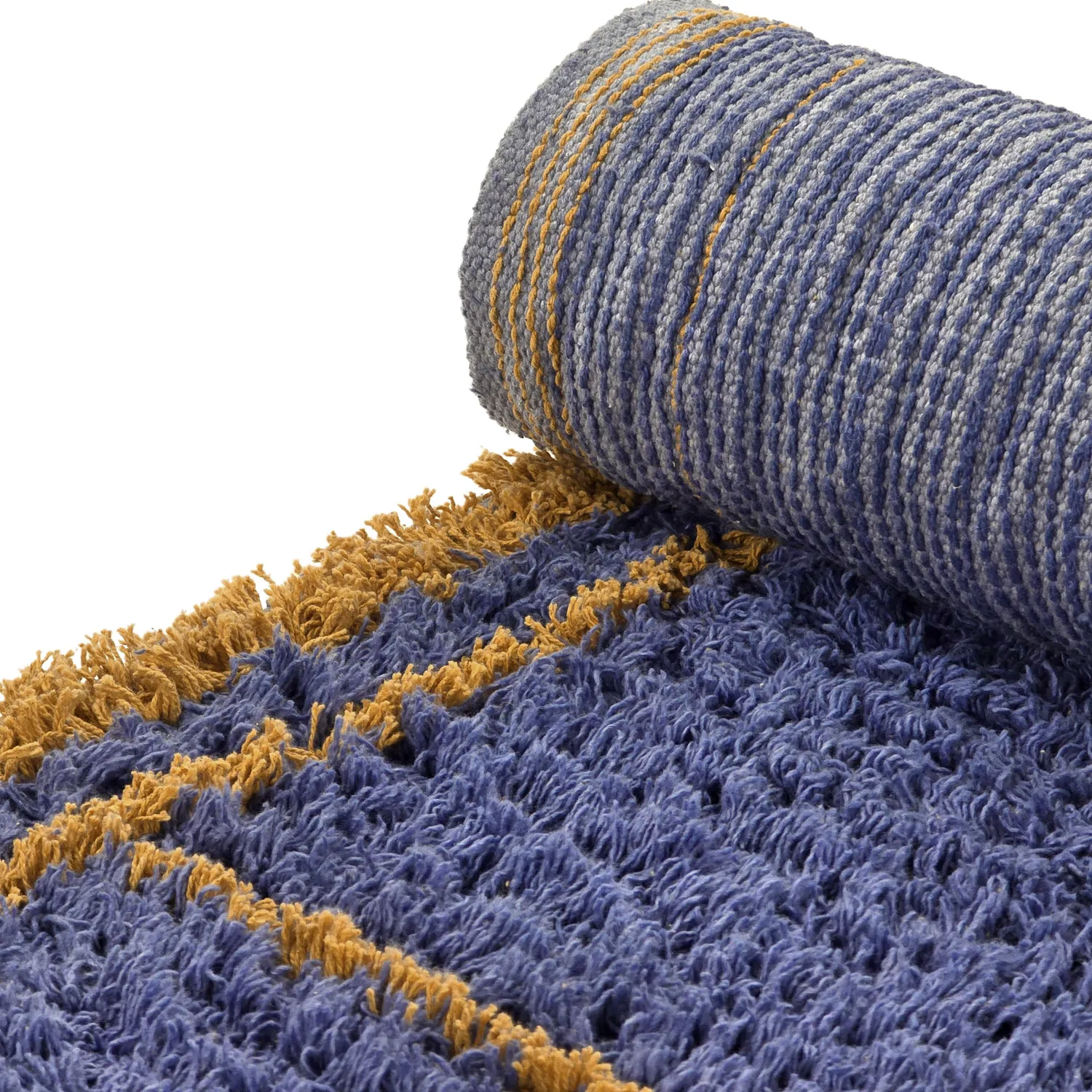 Ryetepper - Lana Natural Cotton Shaggy (blå/gul)