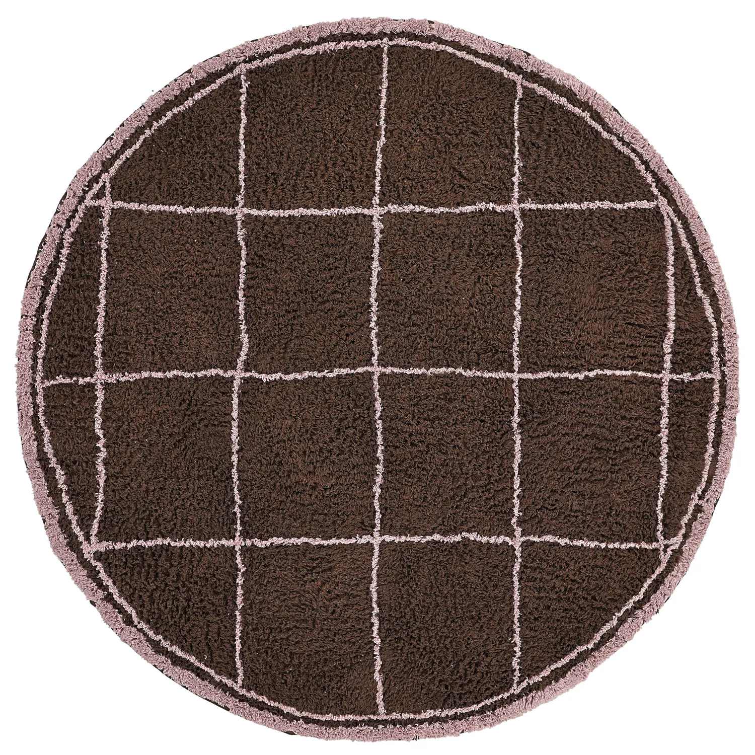 Rundt teppe - Lana Natural Cotton Shaggy (brun)