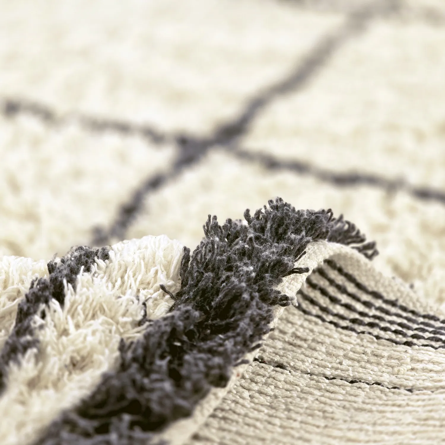 Ryetepper - Lana Natural Cotton Shaggy (krem/mørk grå)