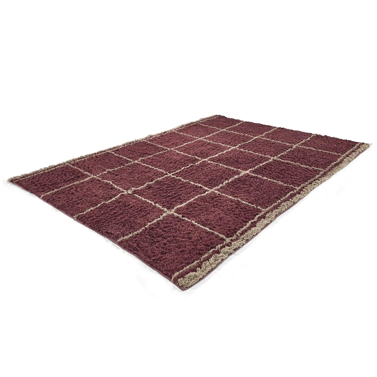Ryetepper - Lana Natural Cotton Shaggy (taupe/rød)