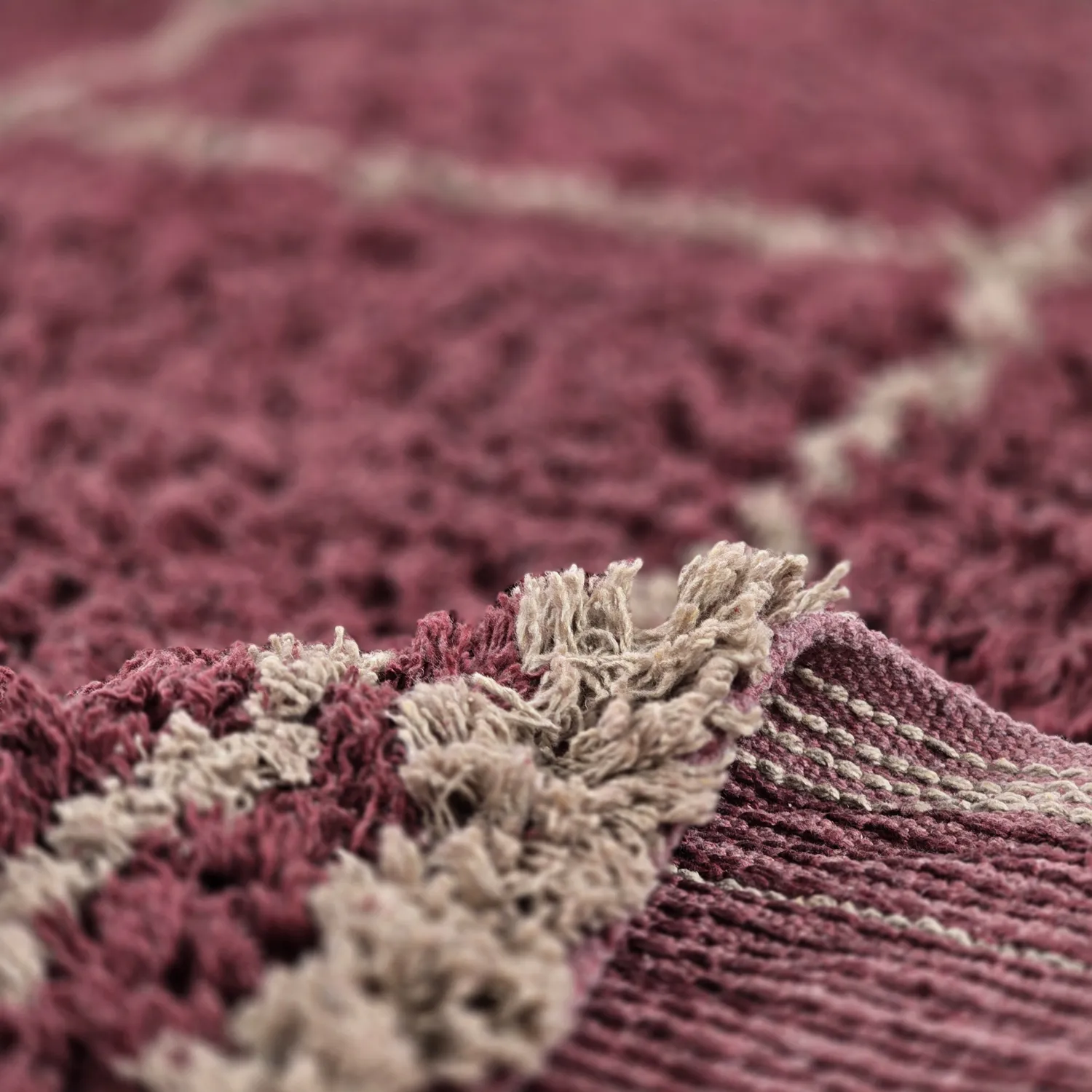 Ryetepper - Lana Natural Cotton Shaggy (taupe/rød)