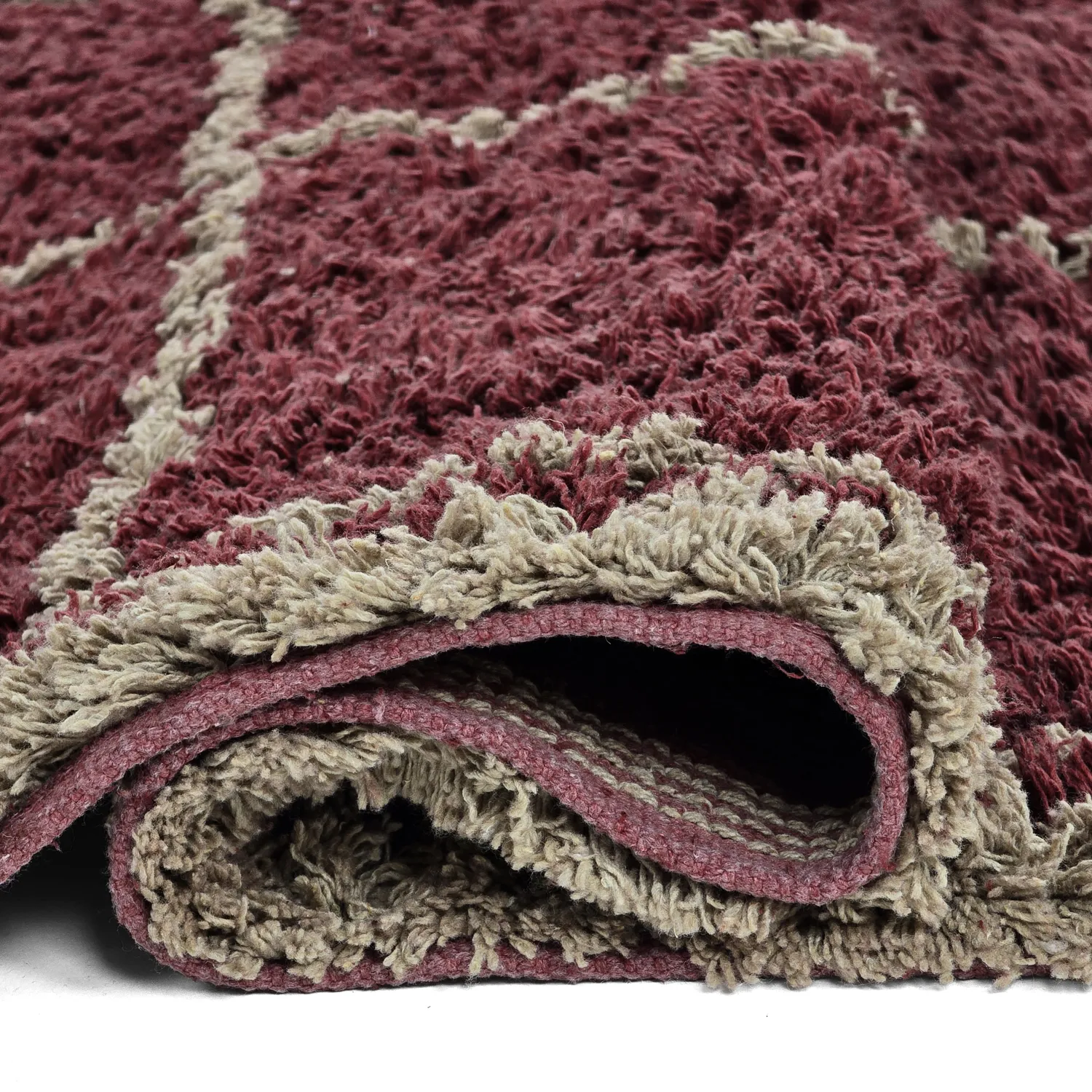 Ryetepper - Lana Natural Cotton Shaggy (taupe/rød)