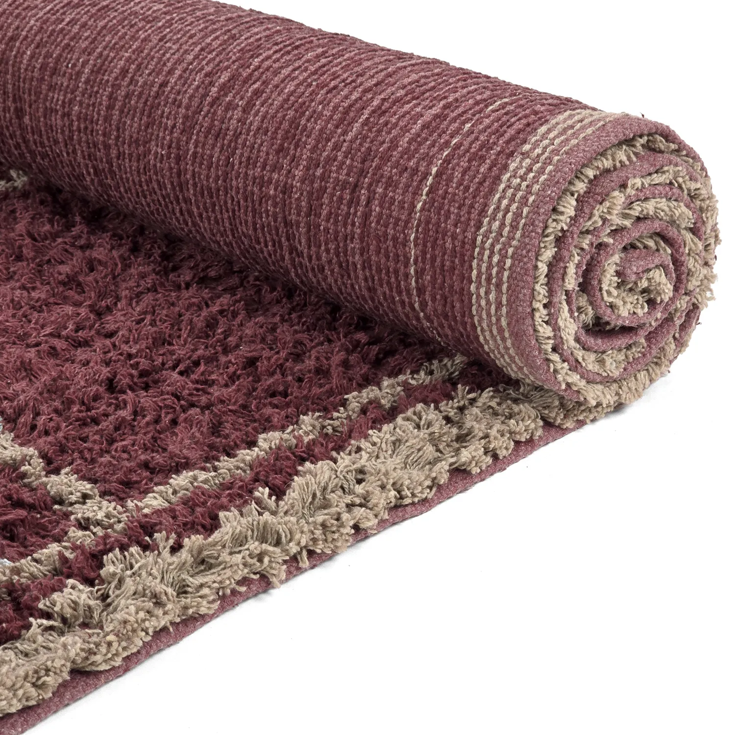 Ryetepper - Lana Natural Cotton Shaggy (taupe/rød)