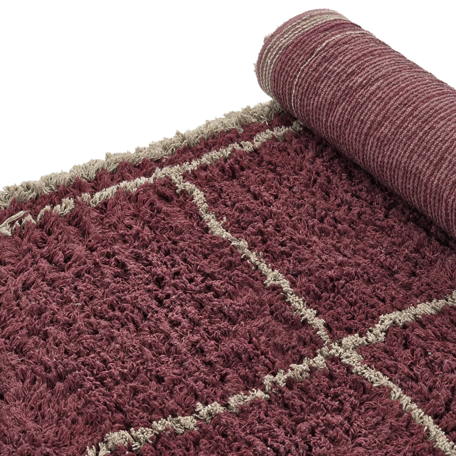 Ryetepper - Lana Natural Cotton Shaggy (taupe/rød)