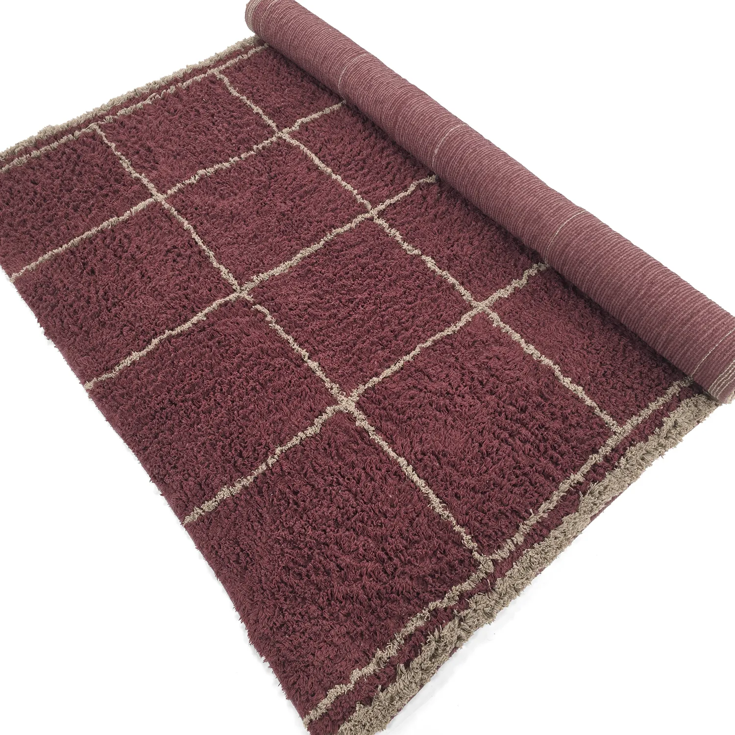 Ryetepper - Lana Natural Cotton Shaggy (taupe/rød)