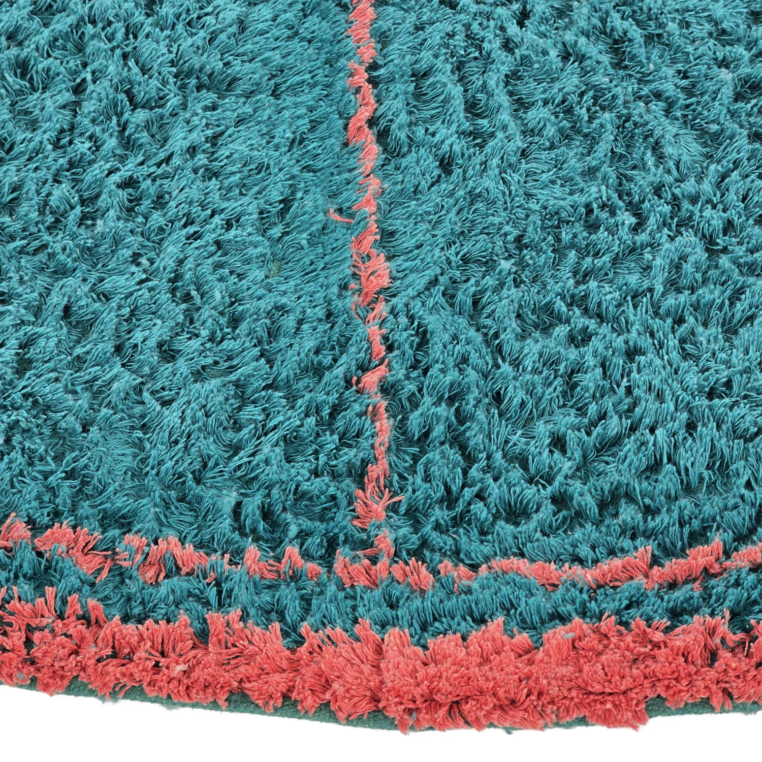 Rundt teppe - Lana Natural Cotton Shaggy (turkis/rosa)